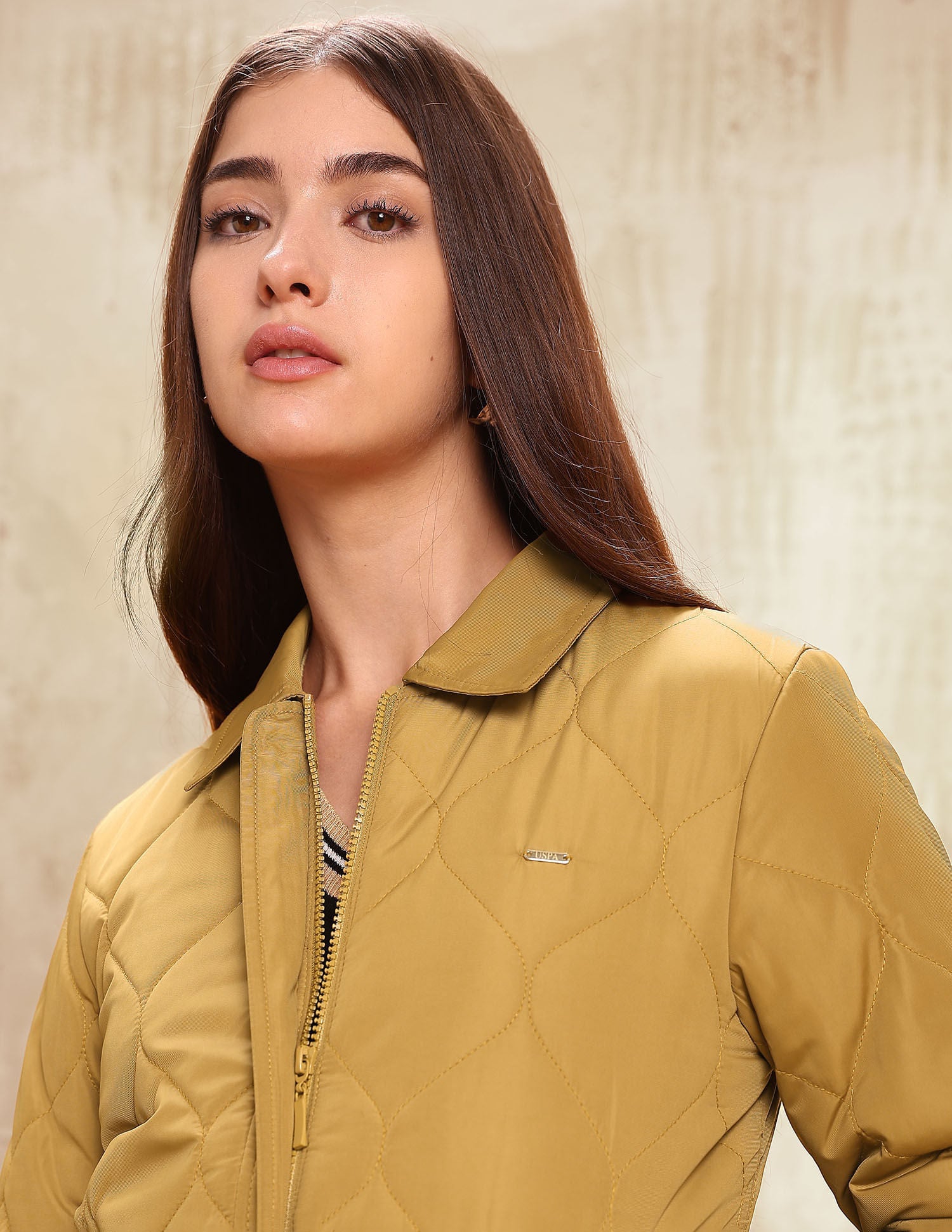 Solid Quilted Jacket Yellow - U.S. POLO ASSN. | Large