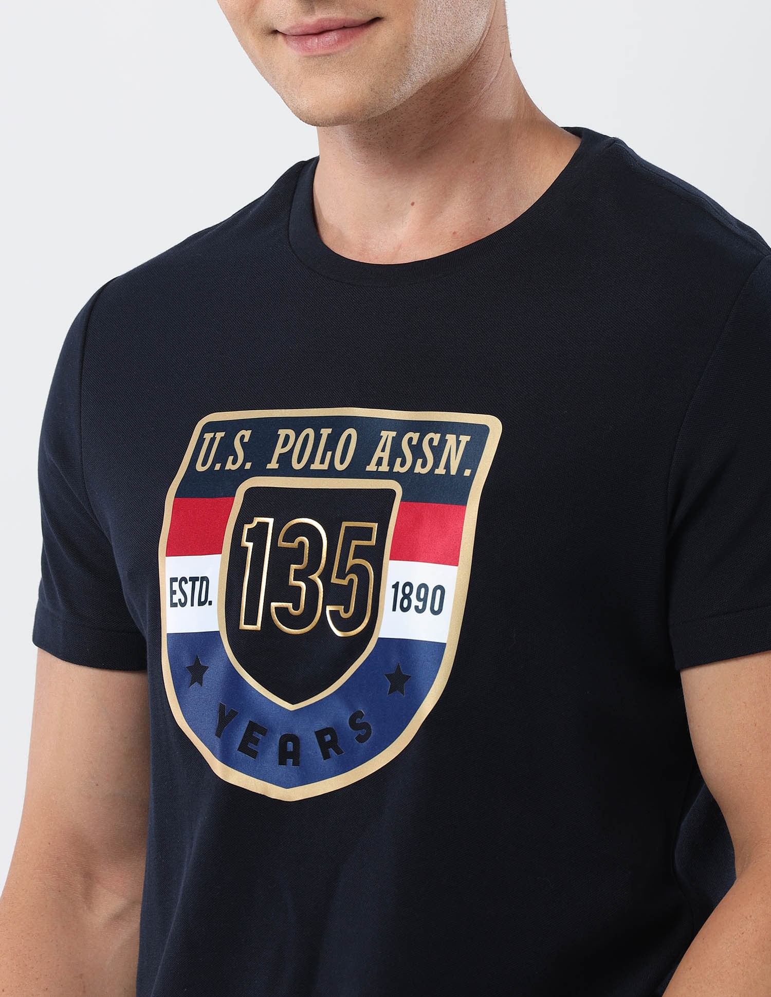 Brand Printed 135 Anniversary T-Shirt Navy - U.S. Polo Assn. India | Large