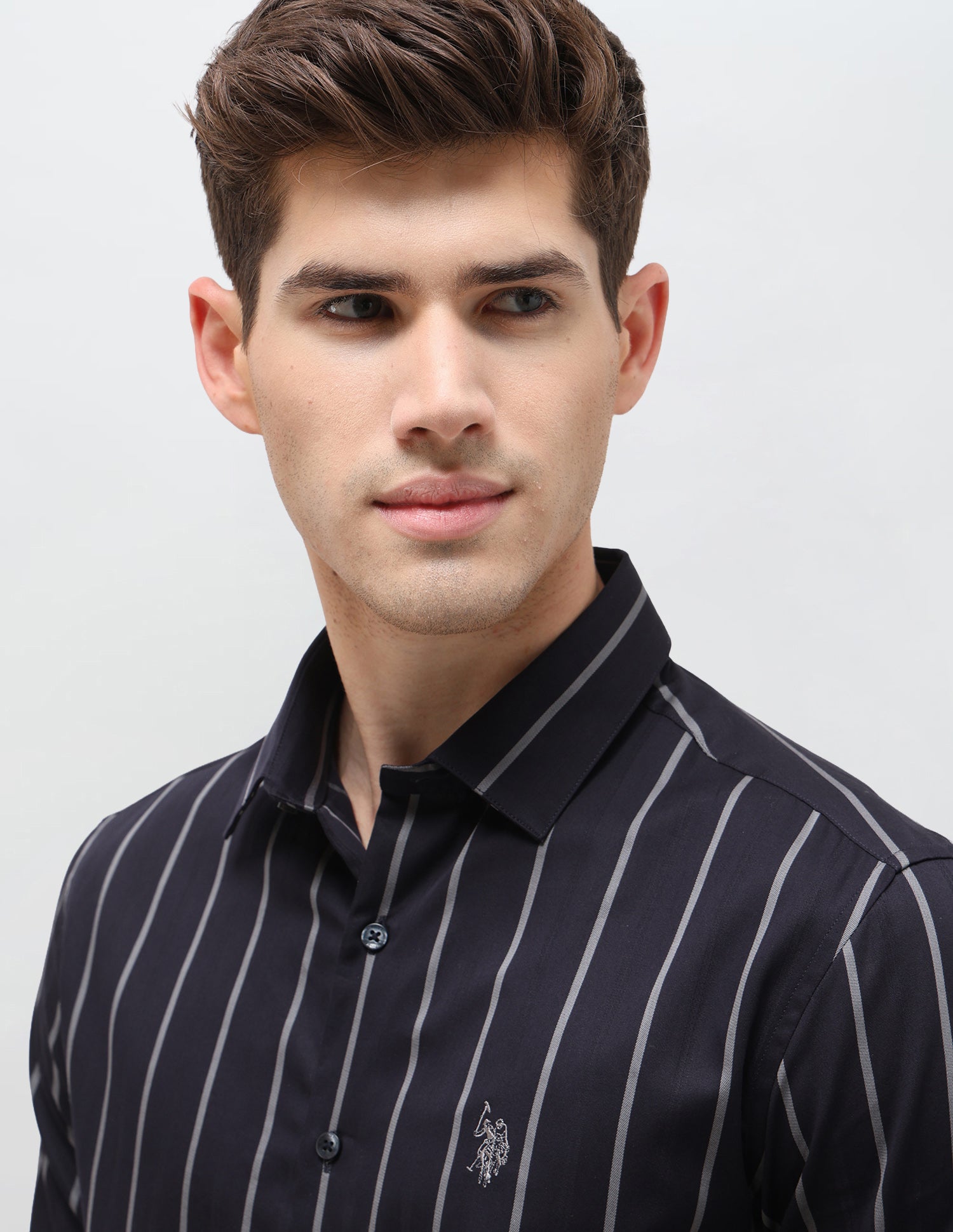 Dobby Vertical Striped Shirt Navy - U.S. Polo Assn. India | Large