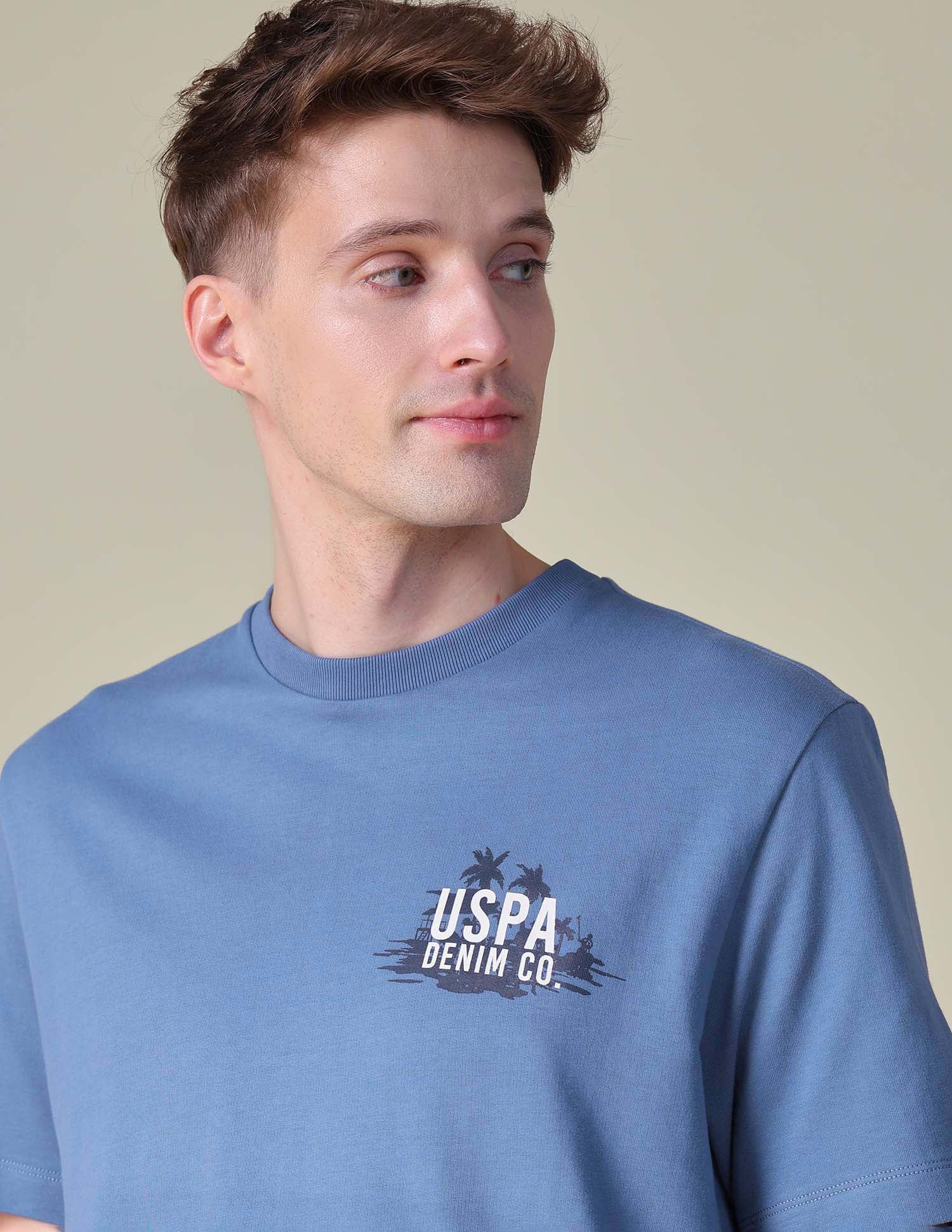 Graphic Brand Printed Relaxed Fit T-Shirt Blue - U.S. POLO ASSN. | Large