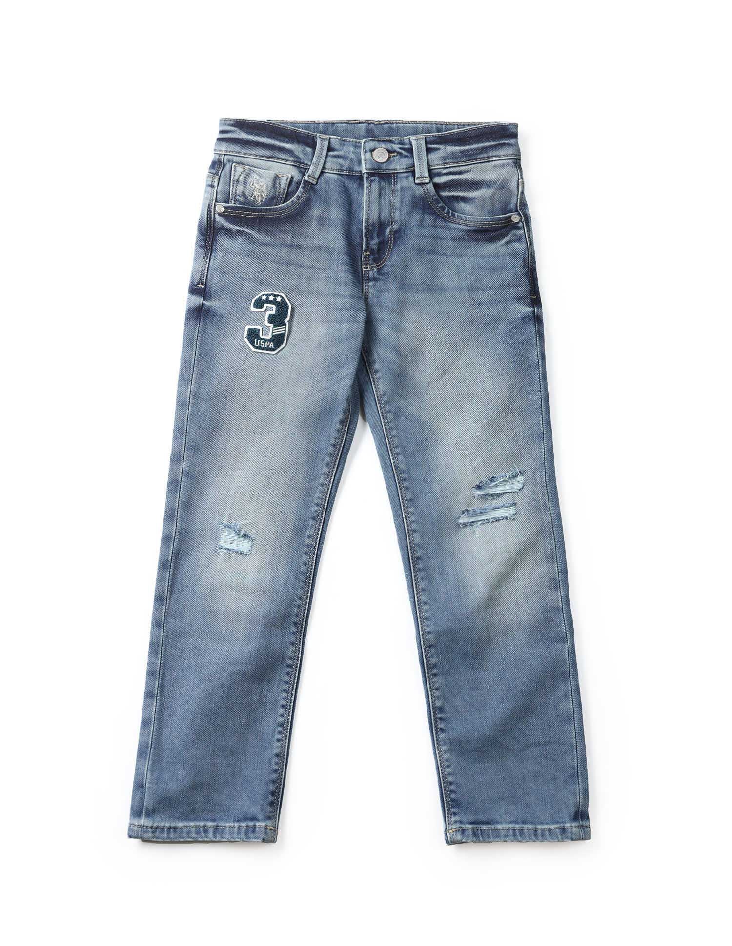 UKJEN581 ME. BLUE Boys Jeans Rag Wash - U.S. POLO ASSN. | Large