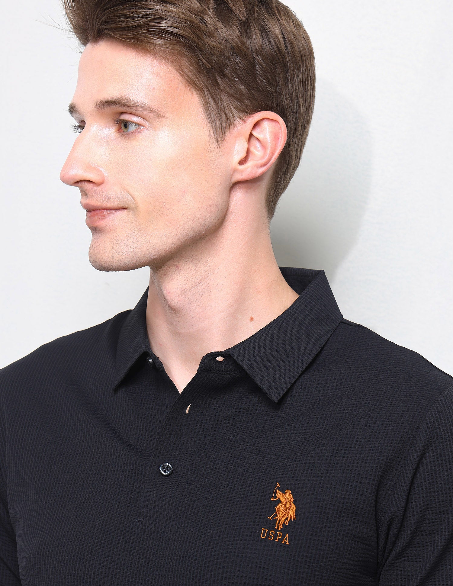 Textured Slim Fit Polo Shirt Navy - U.S. Polo Assn. India | Large