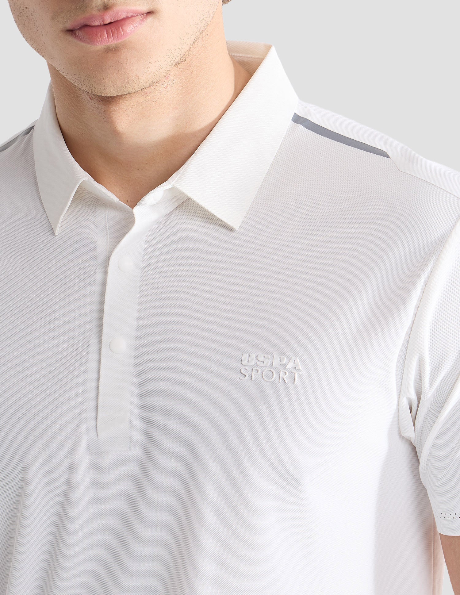 Solid Slim Fit Active Polo Shirt Off White - U.S. Polo Assn. India | Large