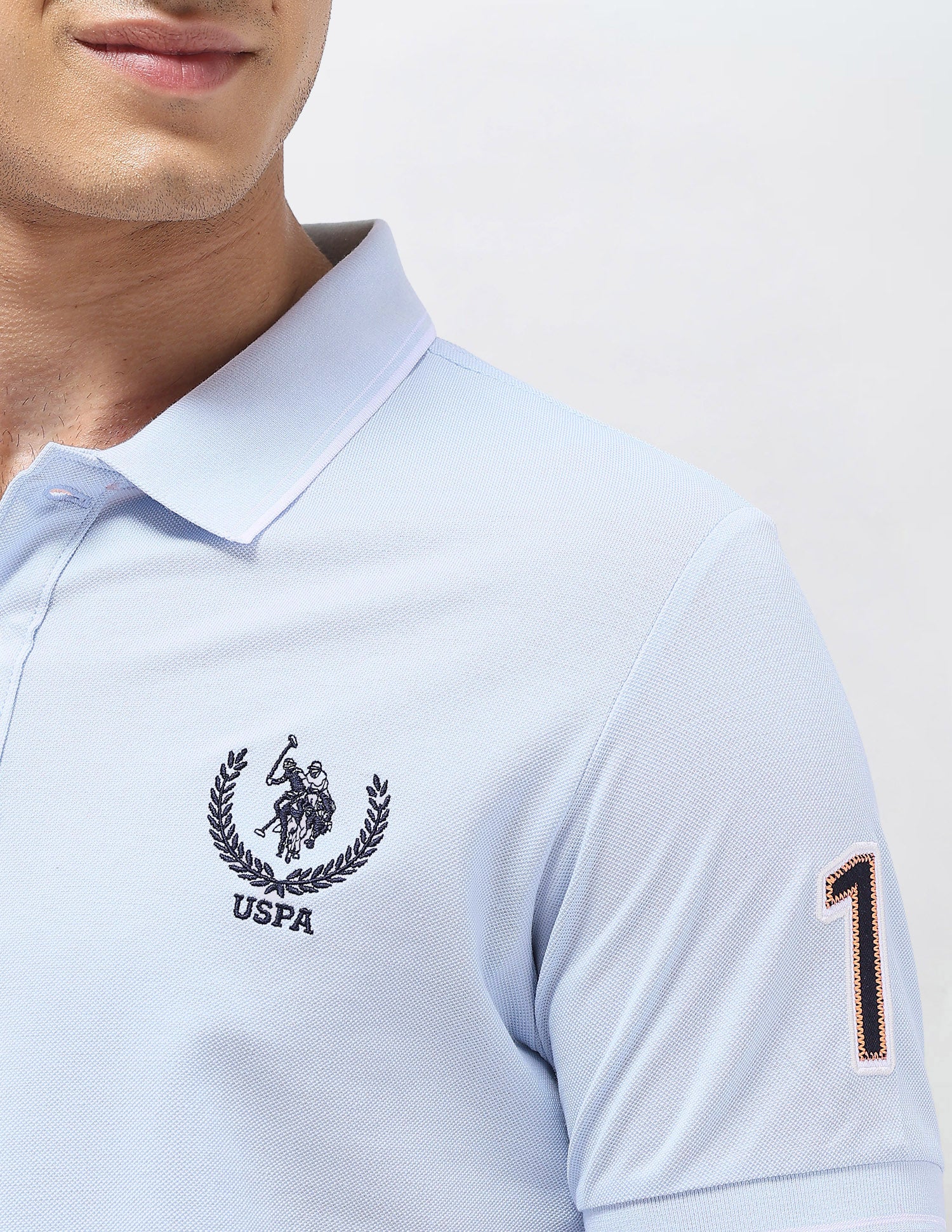 Diagonal Colorblocked Brand Embroidered Polo Shirt Light Blue - U.S. Polo Assn. India | Large