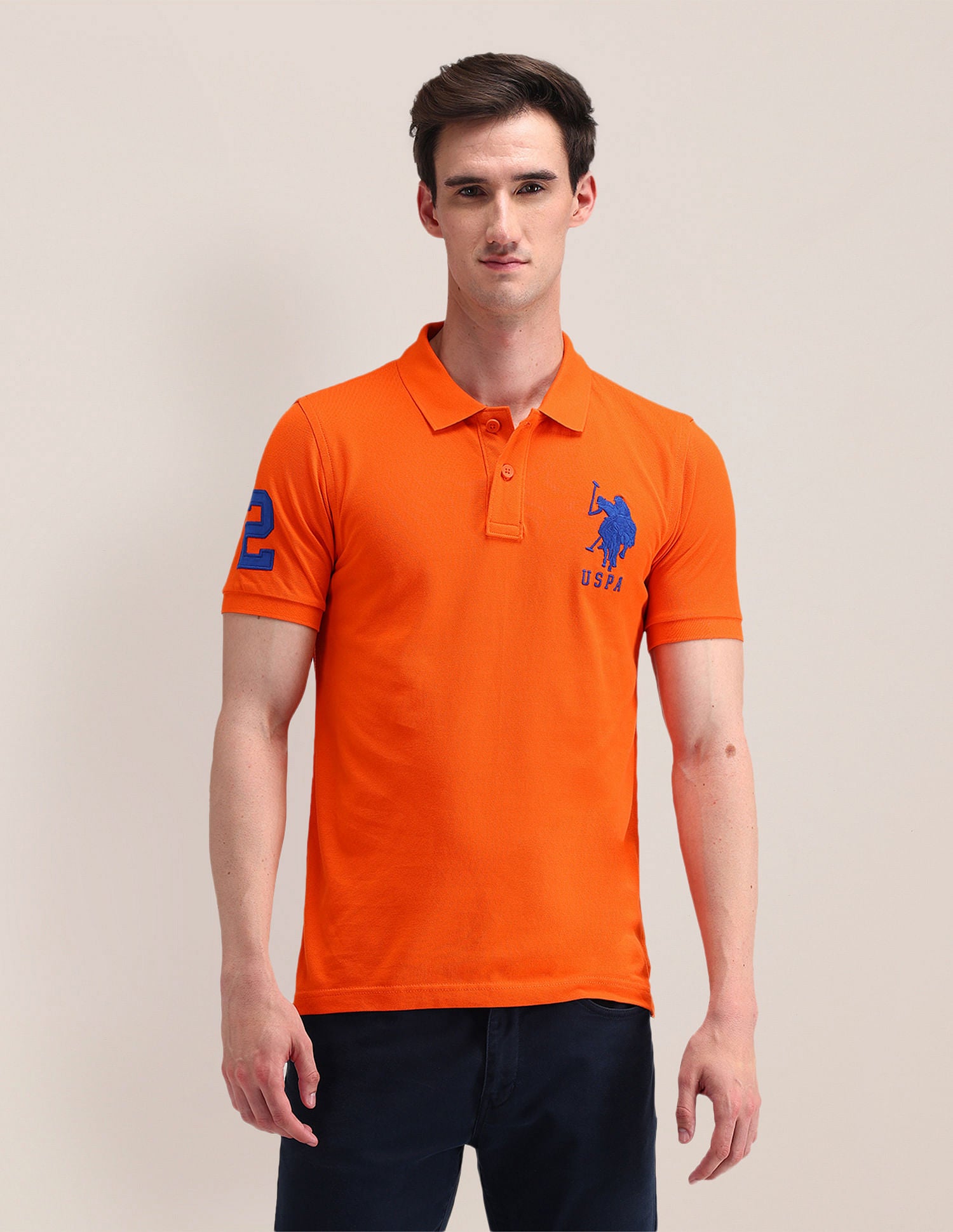 Solid Slim Fit Polo Shirt Orange - U.S. POLO ASSN. | Large