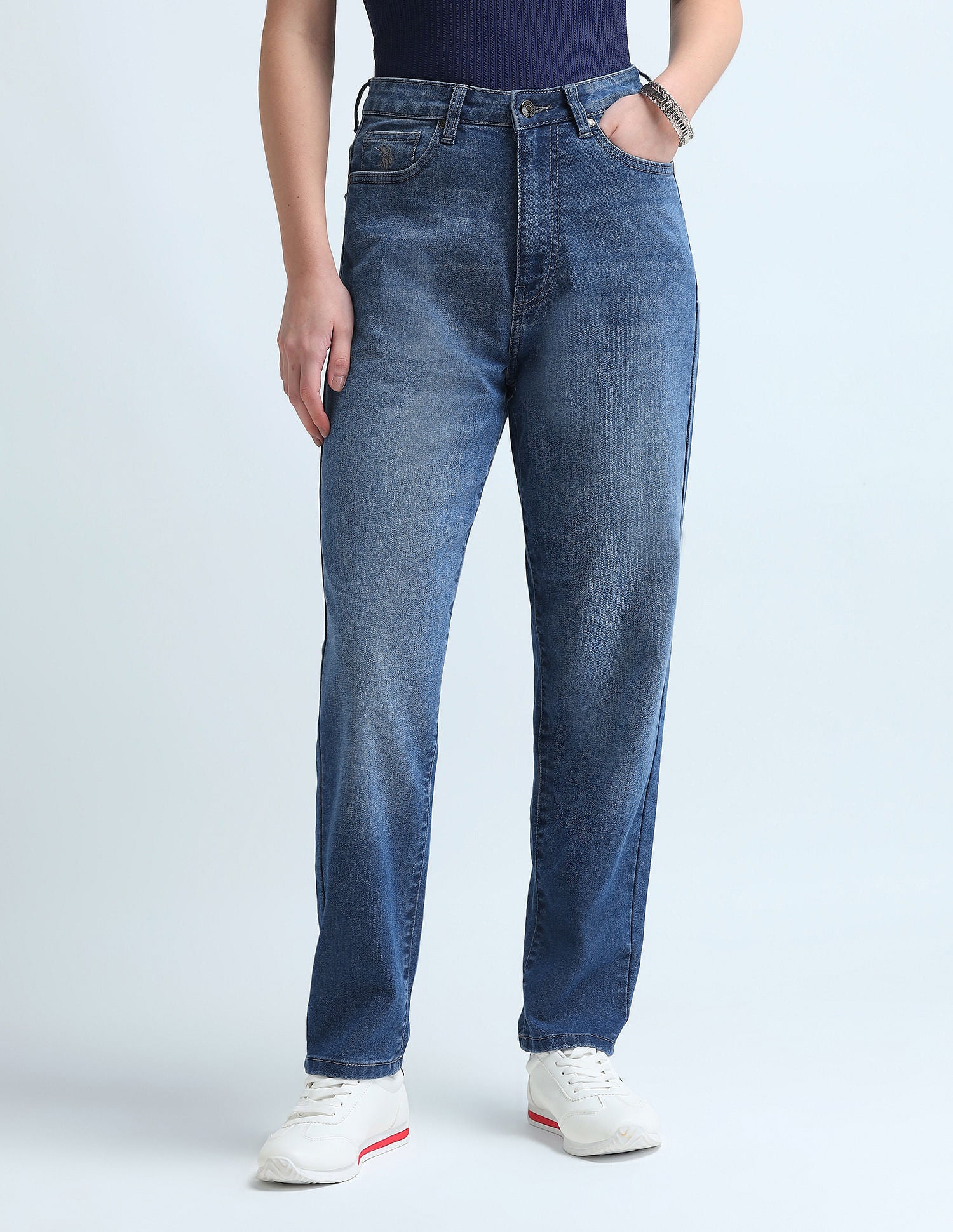 Mom Fit Blue Jeans Blue - U.S. POLO ASSN. | Large