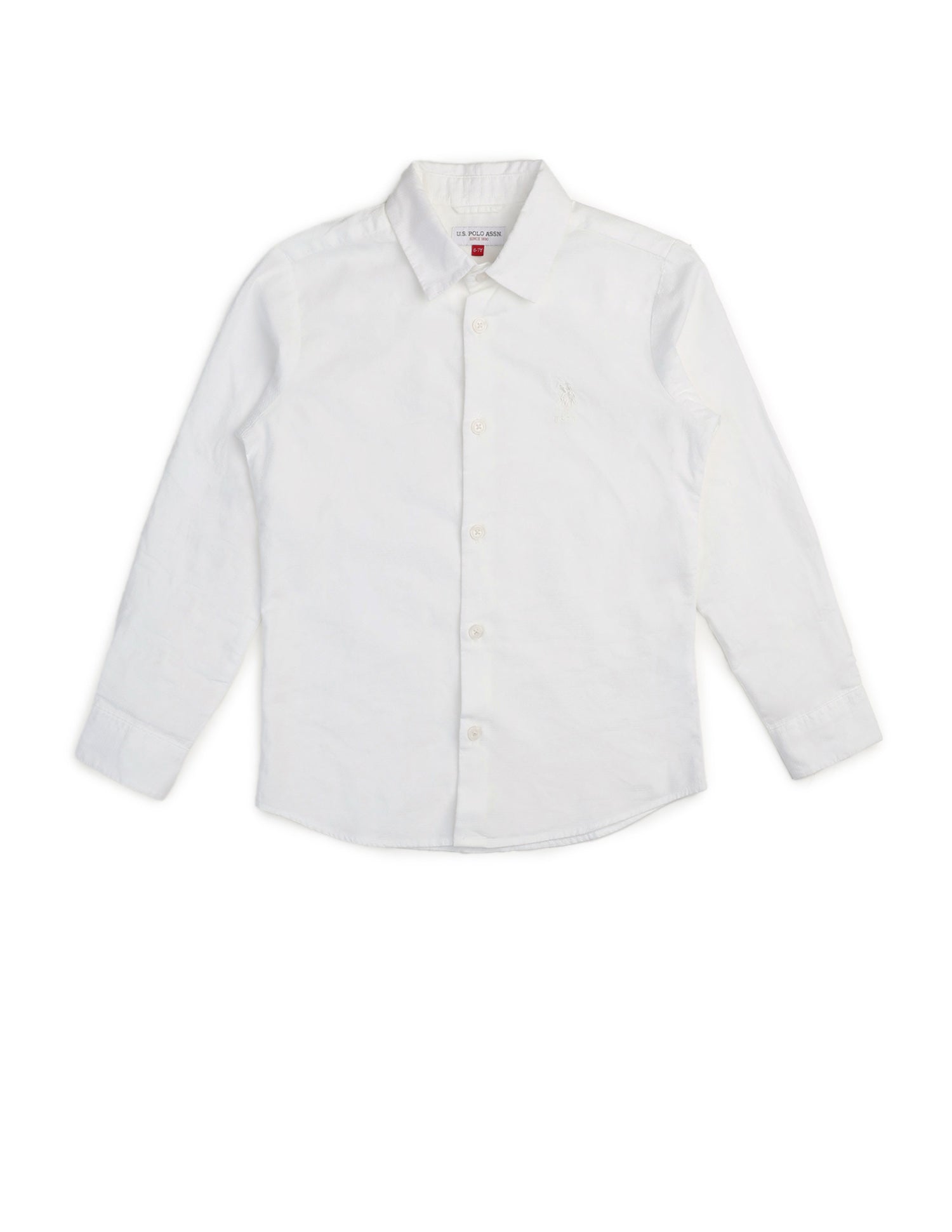 Boys Textured Pure Cotton Shirt White - U.S. POLO ASSN. | Large