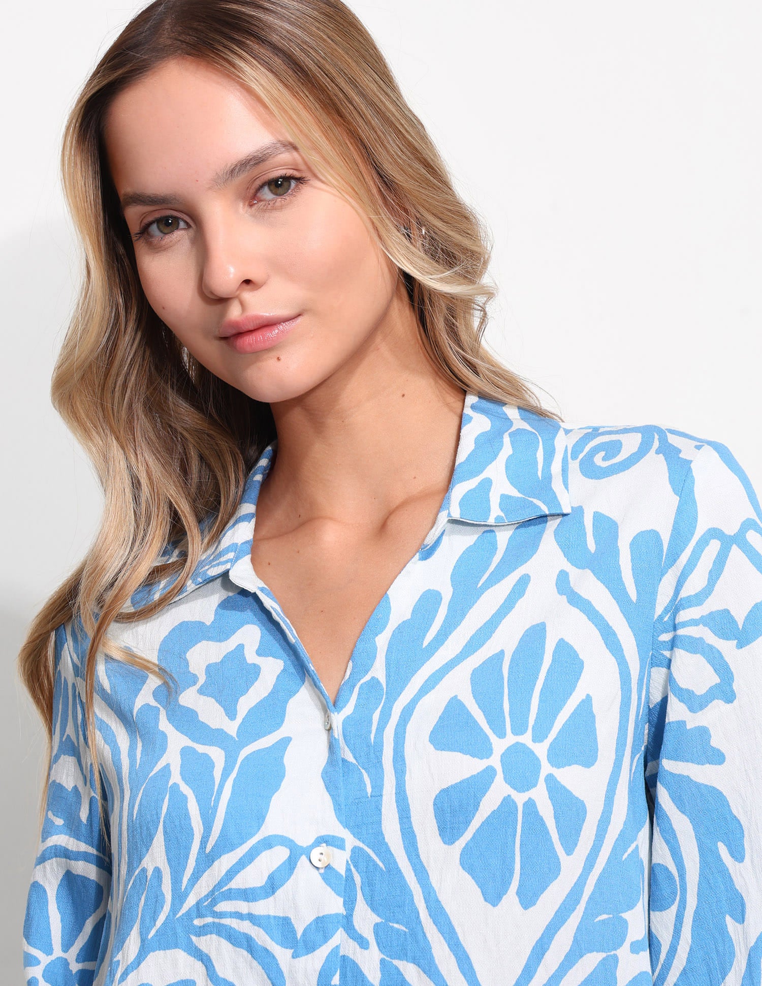 Floral Printed Regular Fit Shirt Blue - U.S. Polo Assn. India | Large