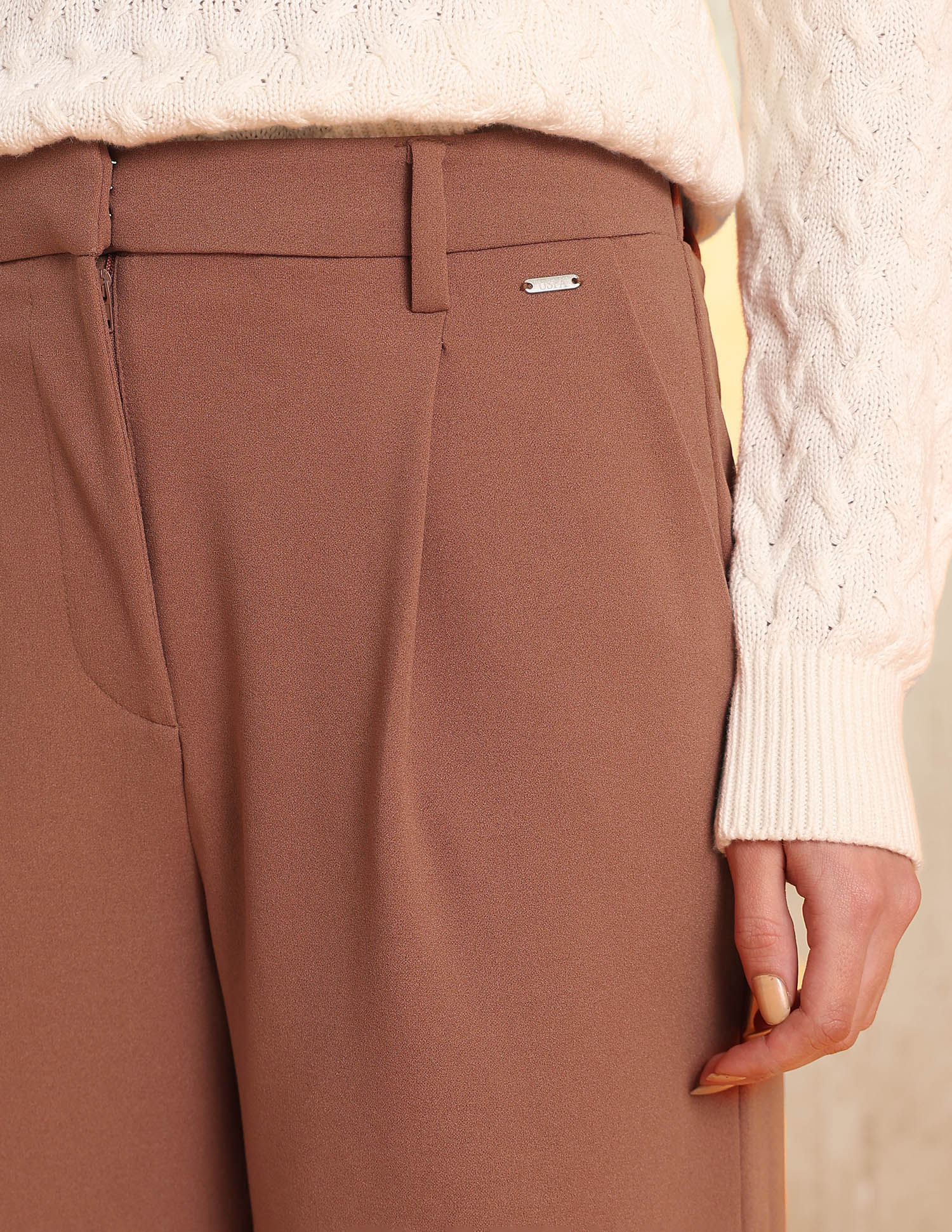 High Rise Wide Leg Trousers Brown - U.S. POLO ASSN. | Large