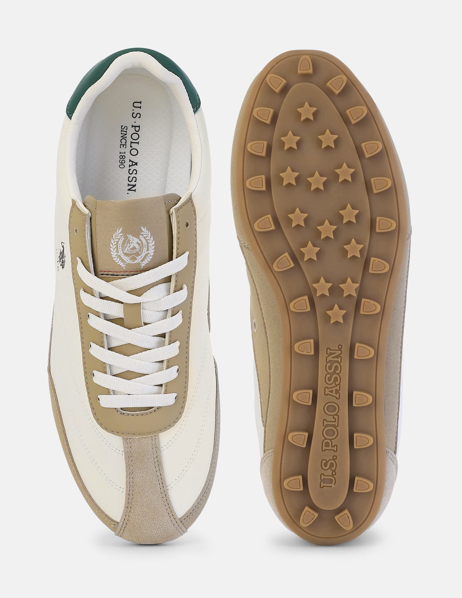 Round Toe Suede Turf Sneakers Off White - U.S. Polo Assn. India | Large
