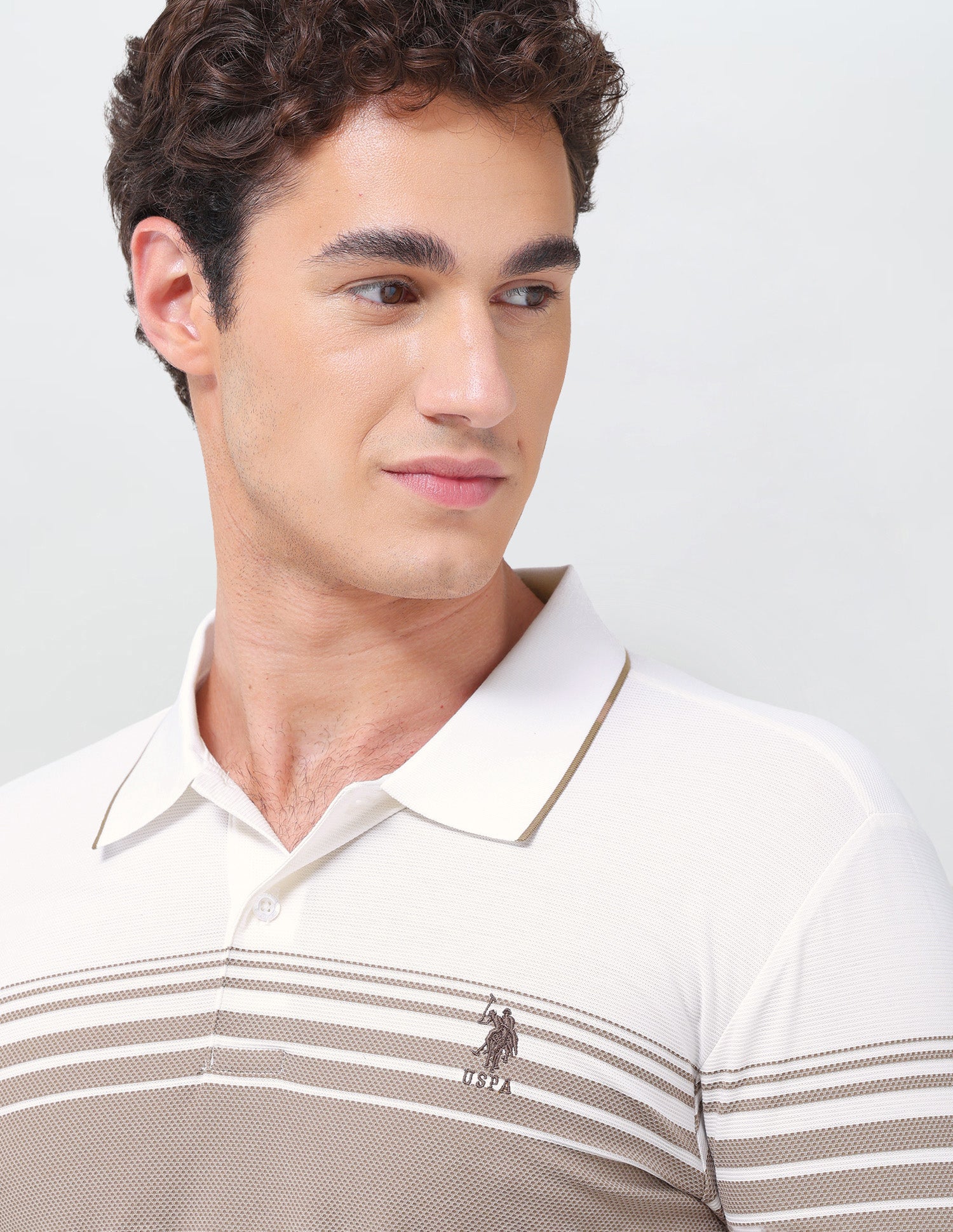 Colourblocked Slim Fit Polo Shirt Off White - U.S. Polo Assn. India | Large