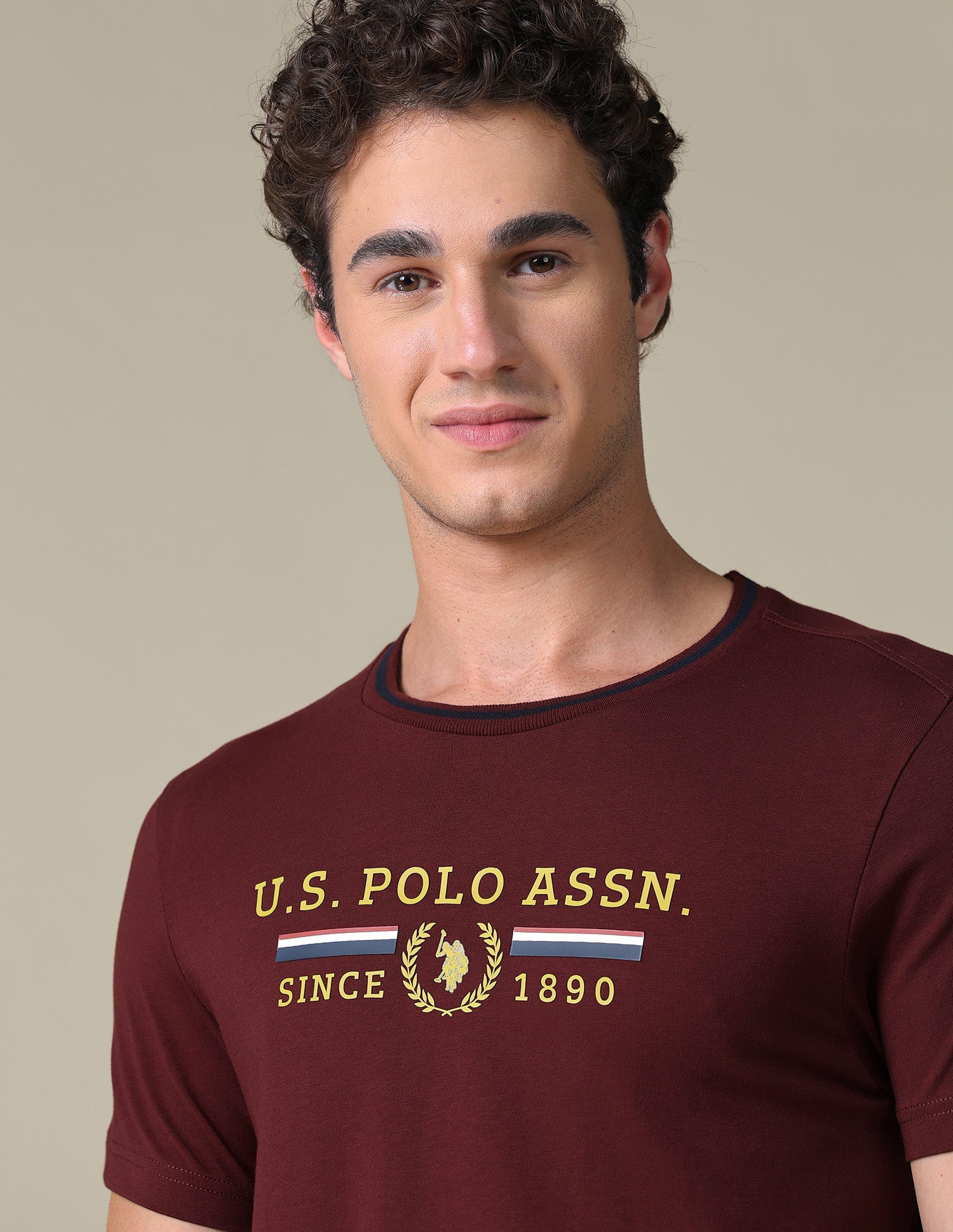 Brand Printed Slim Fit T-Shirt Wine - U.S. Polo Assn. India | Large