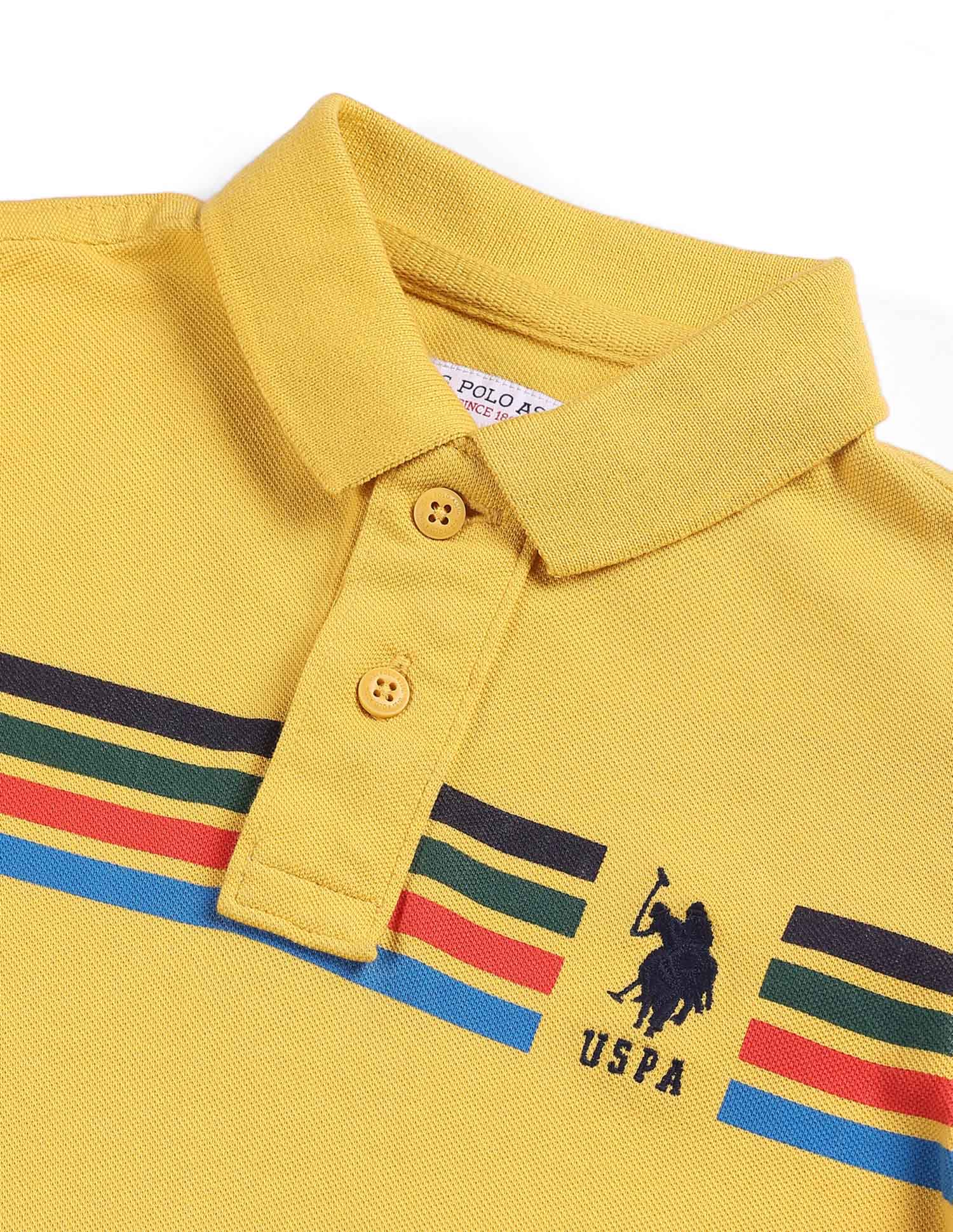 Boys Horizontal Stripe Polo Shirt Yellow - U.S. POLO ASSN. | Large