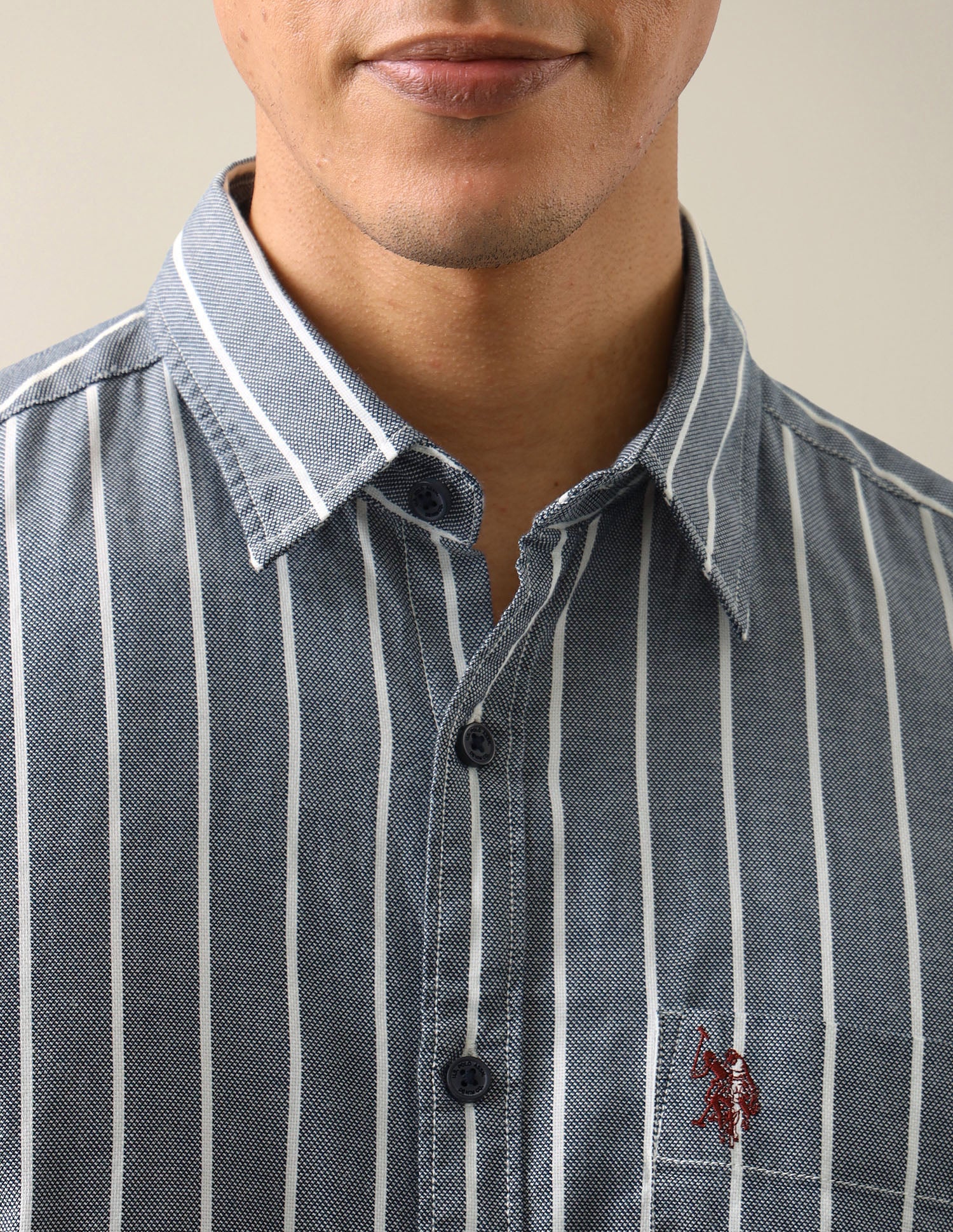 Vertical Striped Regular Fit Shirt Navy - U.S. Polo Assn. India | Large