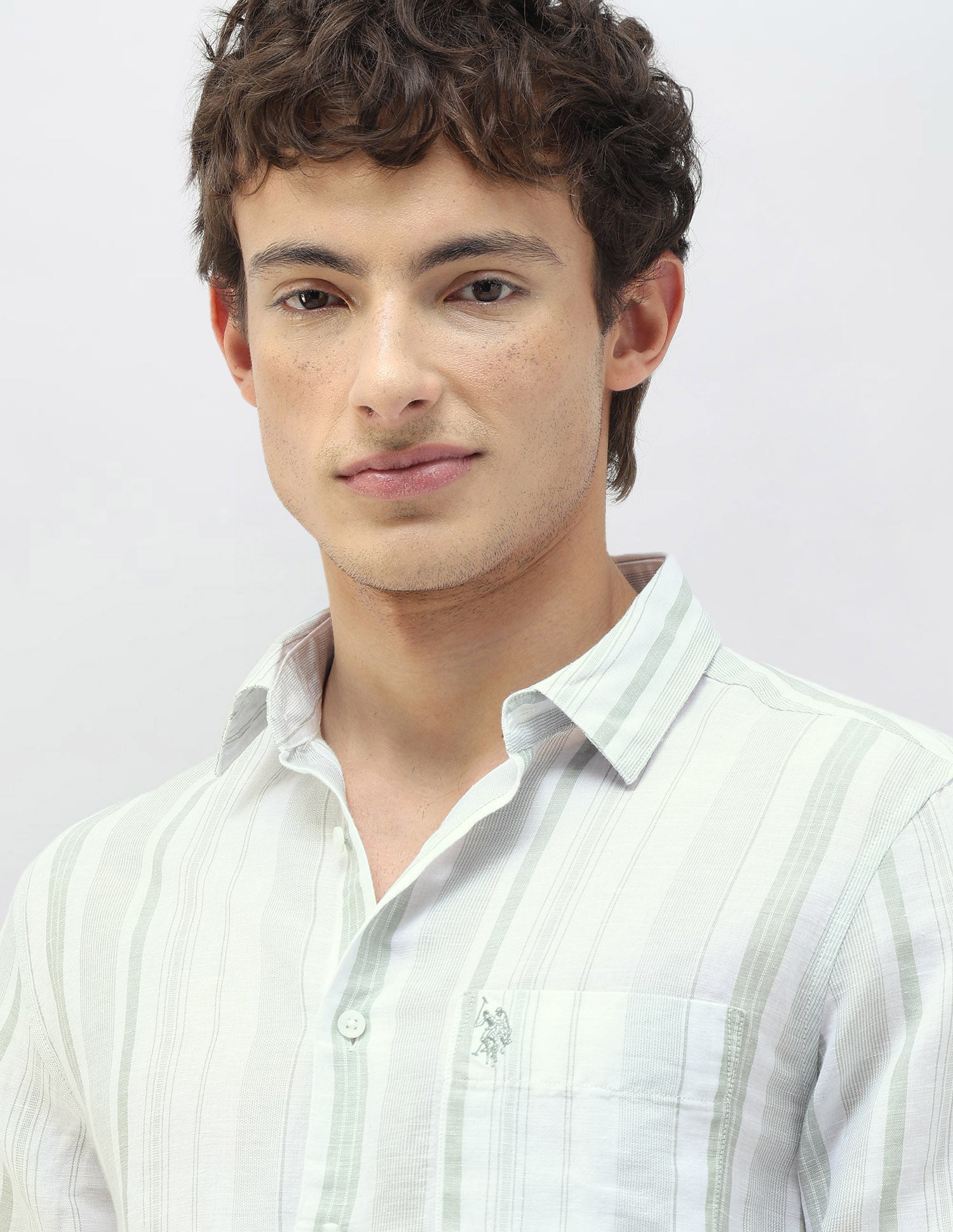 Casa De Campo Vertical Striped Shirt Light Green - U.S. Polo Assn. India | Large