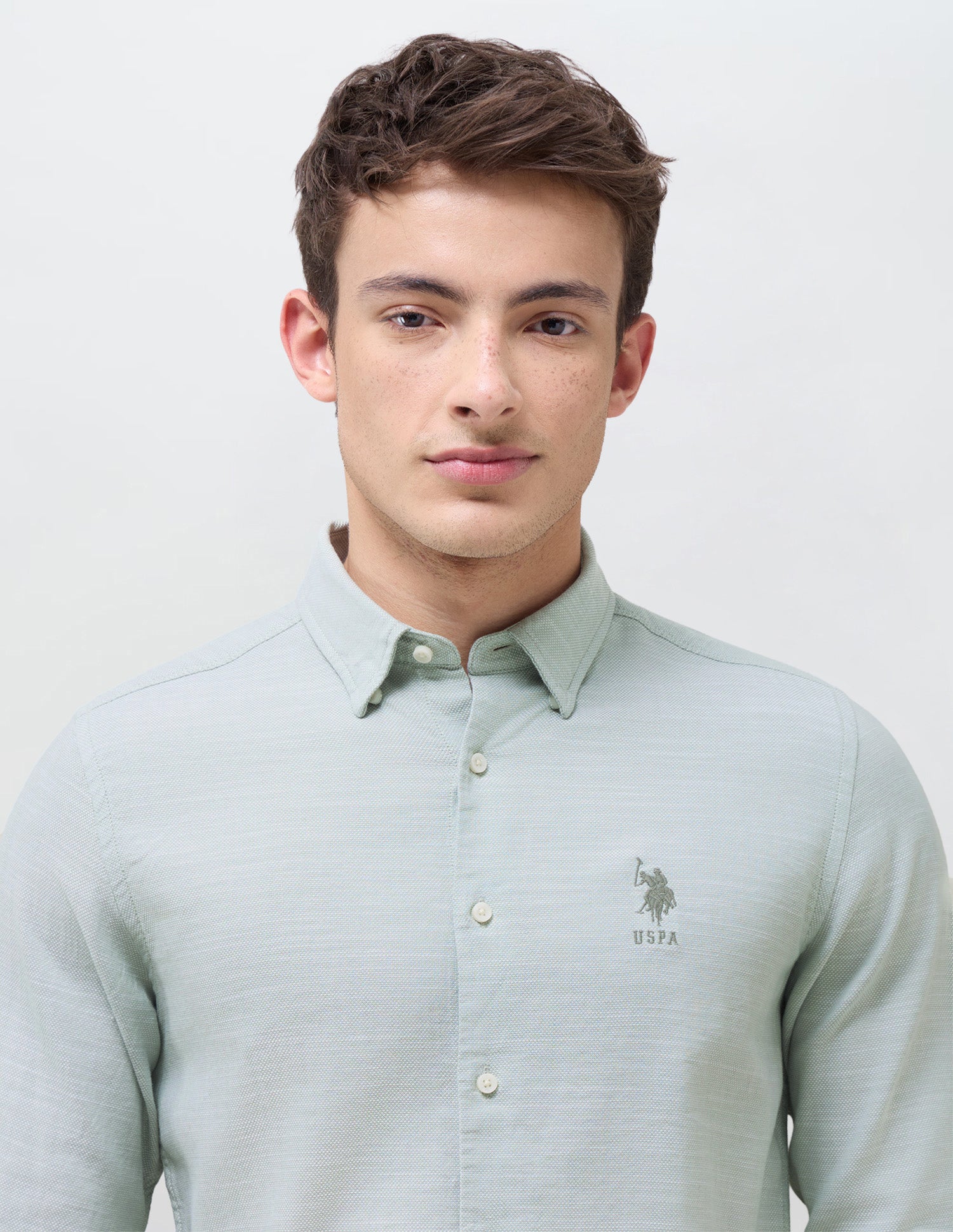 Solid Seersucker Shirt Green - U.S. Polo Assn. India | Large