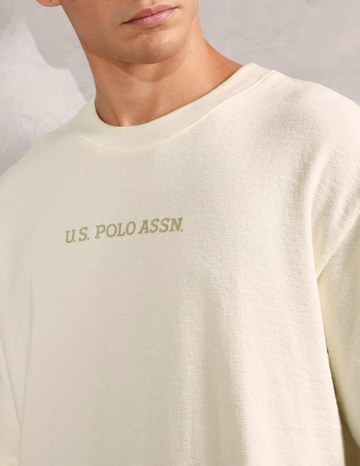 Pure Cotton Oversized Fit PE004 Lounge T-Shirt - Pack Of 1 Vanilla Ice - U.S. POLO ASSN. | Large