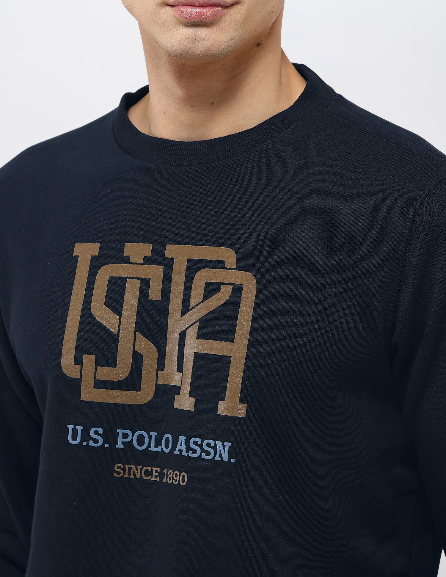 Brand Printed Regular Fit Sweatshirt Navy - U.S. POLO ASSN. | Large