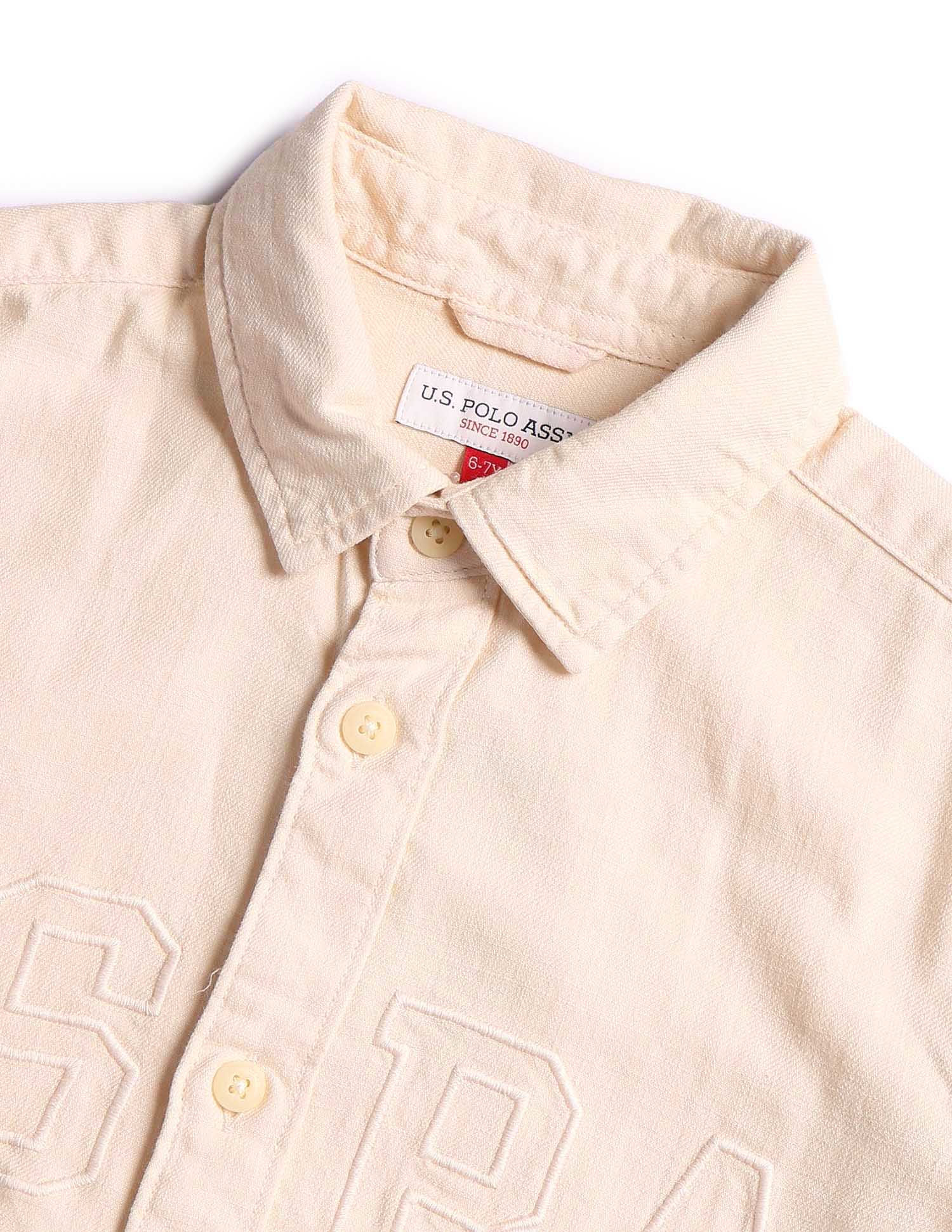 Boys Twill Regular Fit Shirt Beige - U.S. POLO ASSN. | Large