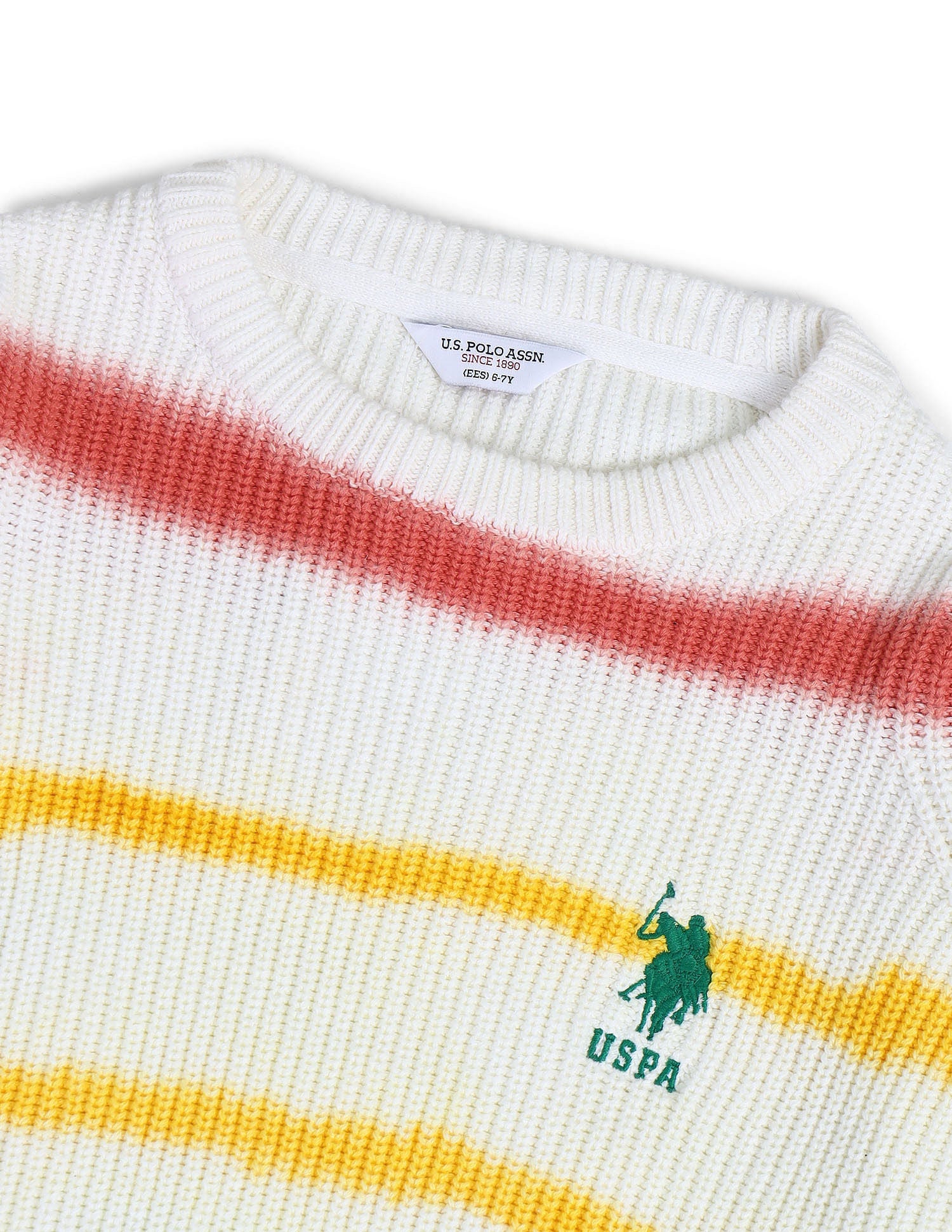 Boys Dyed Striped Sweater White - U.S. POLO ASSN. | Large