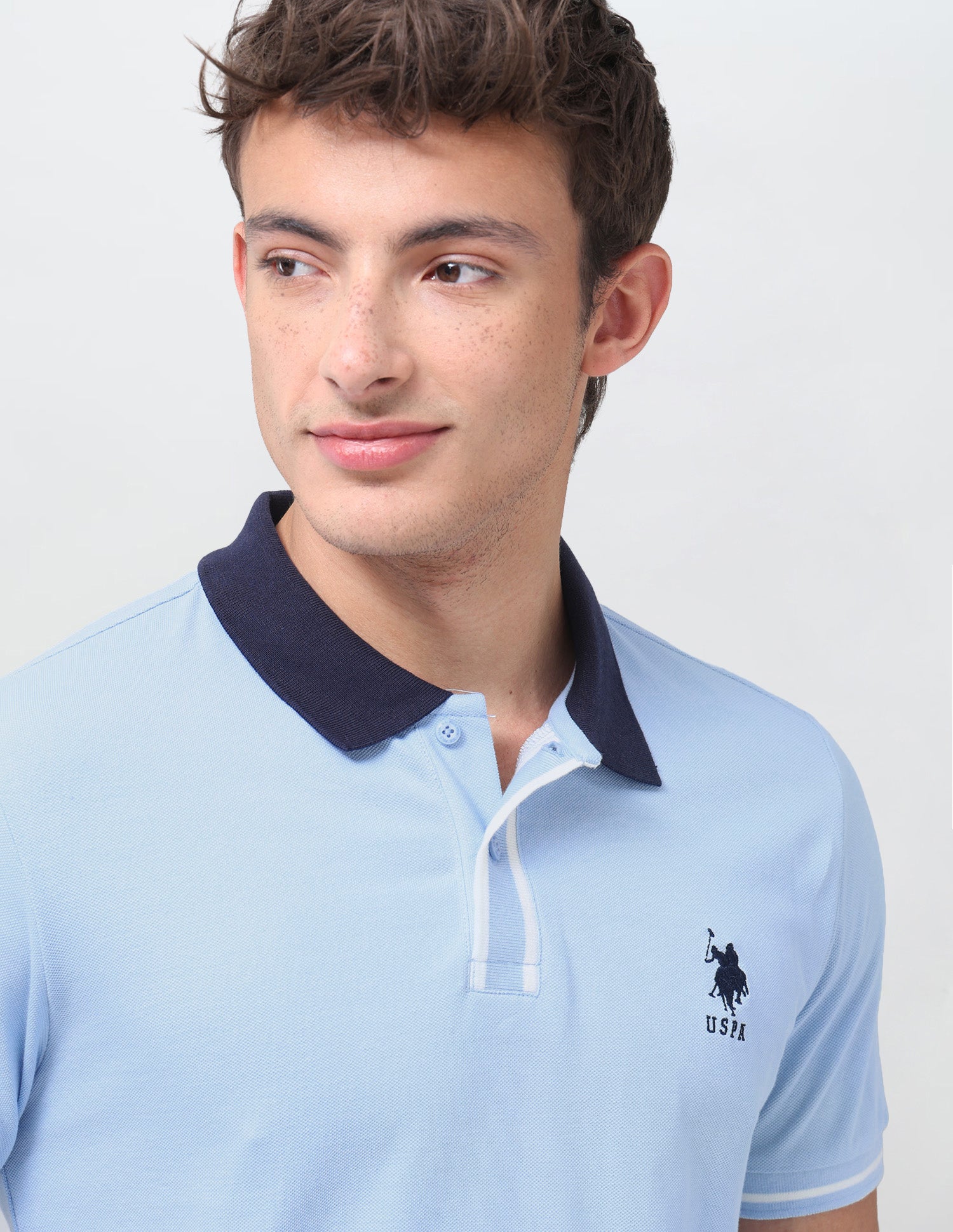 Solid Regular Fit Polo Shirt Light Blue - U.S. Polo Assn. India | Large
