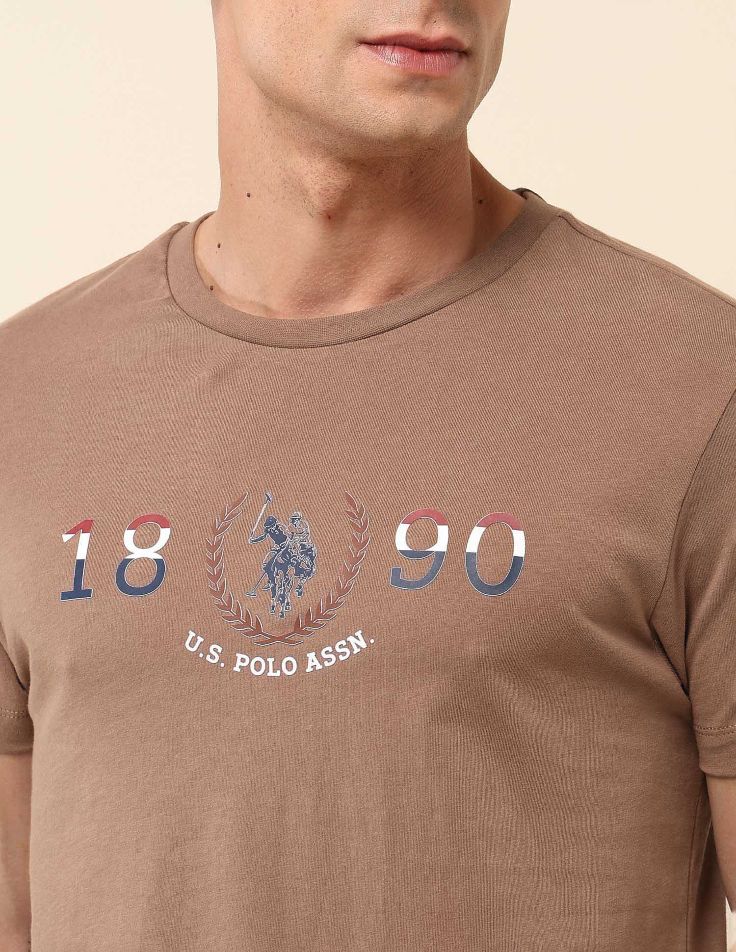 Brand Embossed Slim Fit T- Shirt Beige - U.S. Polo Assn. India | Large