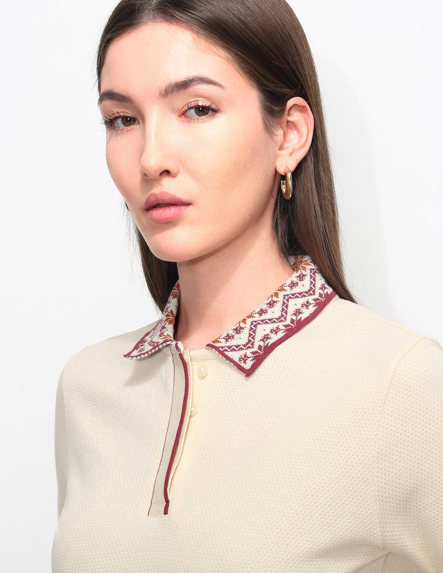 Regular Fit Solid Polo Shirt Ecru - U.S. Polo Assn. India | Large