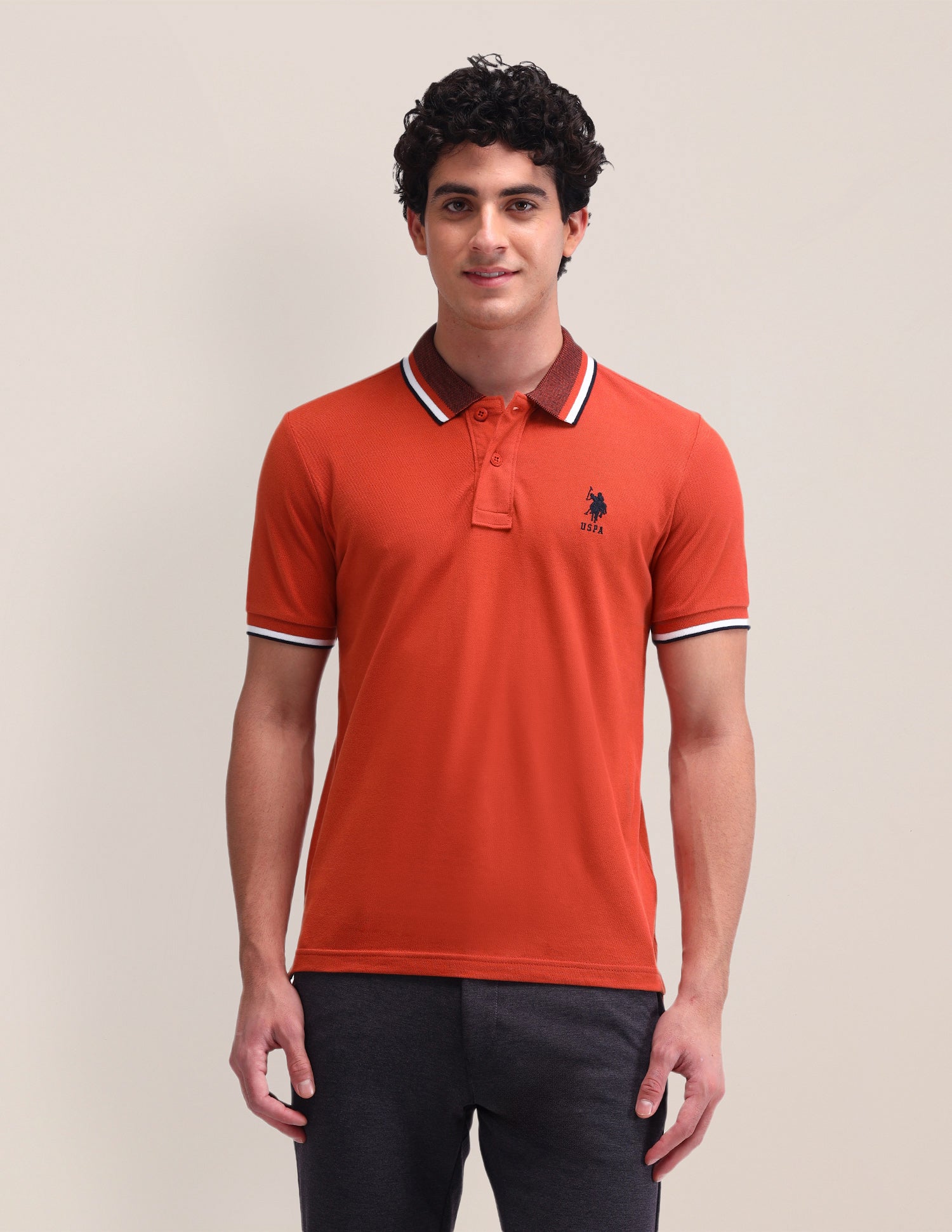 Solid Slim Fit Polo Shirt Rust - U.S. Polo Assn. India | Large