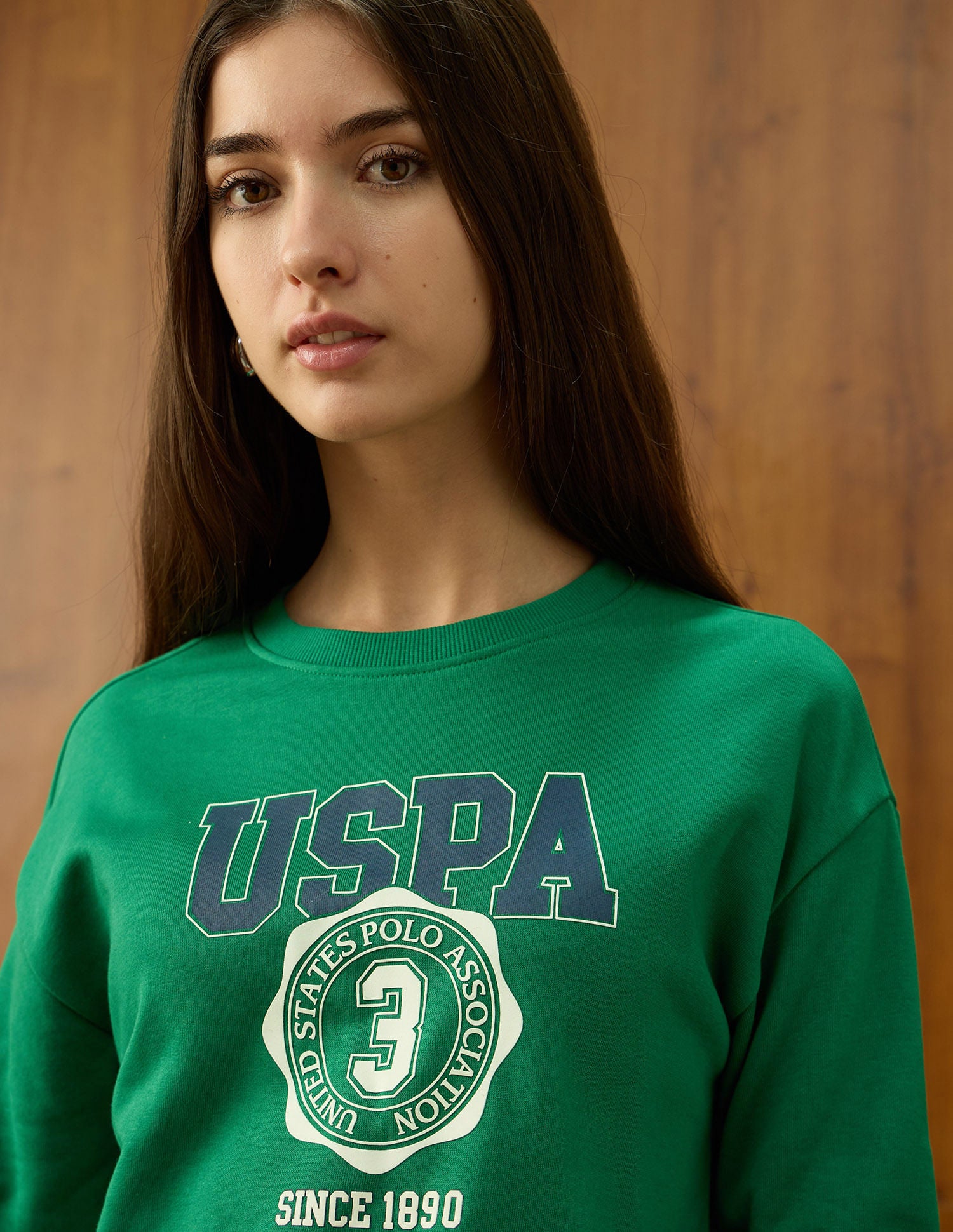 Drop Shoulder Brand Printed Sweatshirt Green - U.S. POLO ASSN. | Large