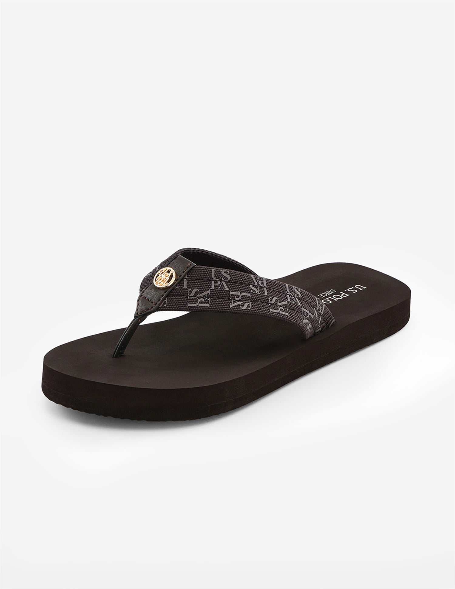 Brand Printed Rin Flip Flops Brown - U.S. Polo Assn. India | Large