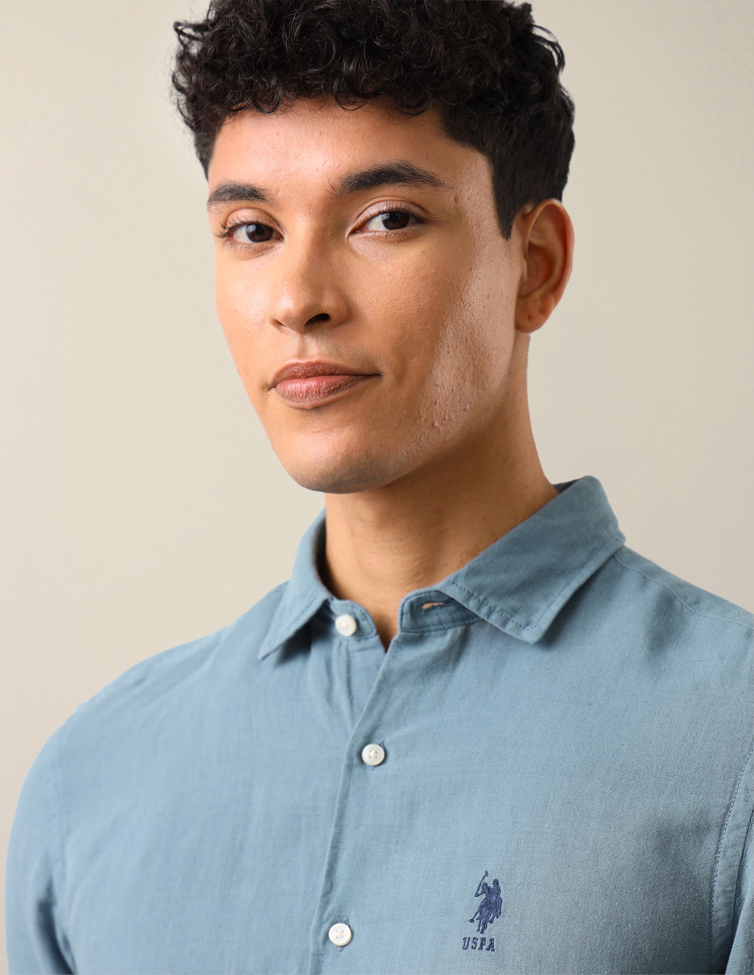 Solid Regular Fit Shirt Teal - U.S. Polo Assn. India | Large