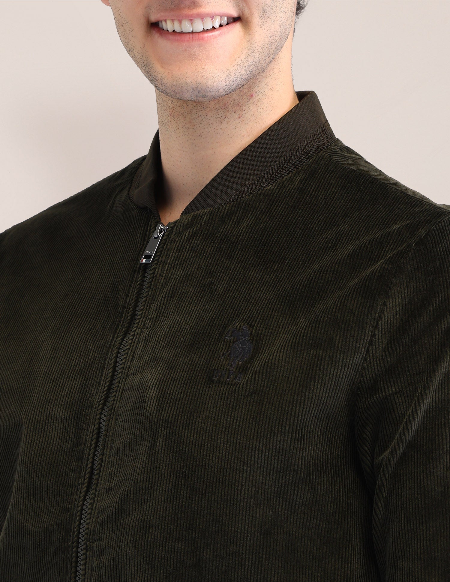 Textured Regular Fit Jacket Olive - U.S. POLO ASSN. | Large