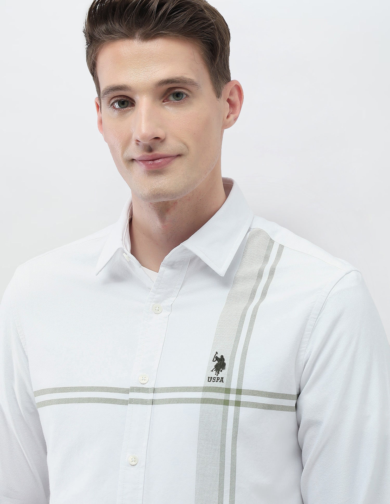 Vertical Striped Casa De Campo Shirt Green - U.S. Polo Assn. India | Large