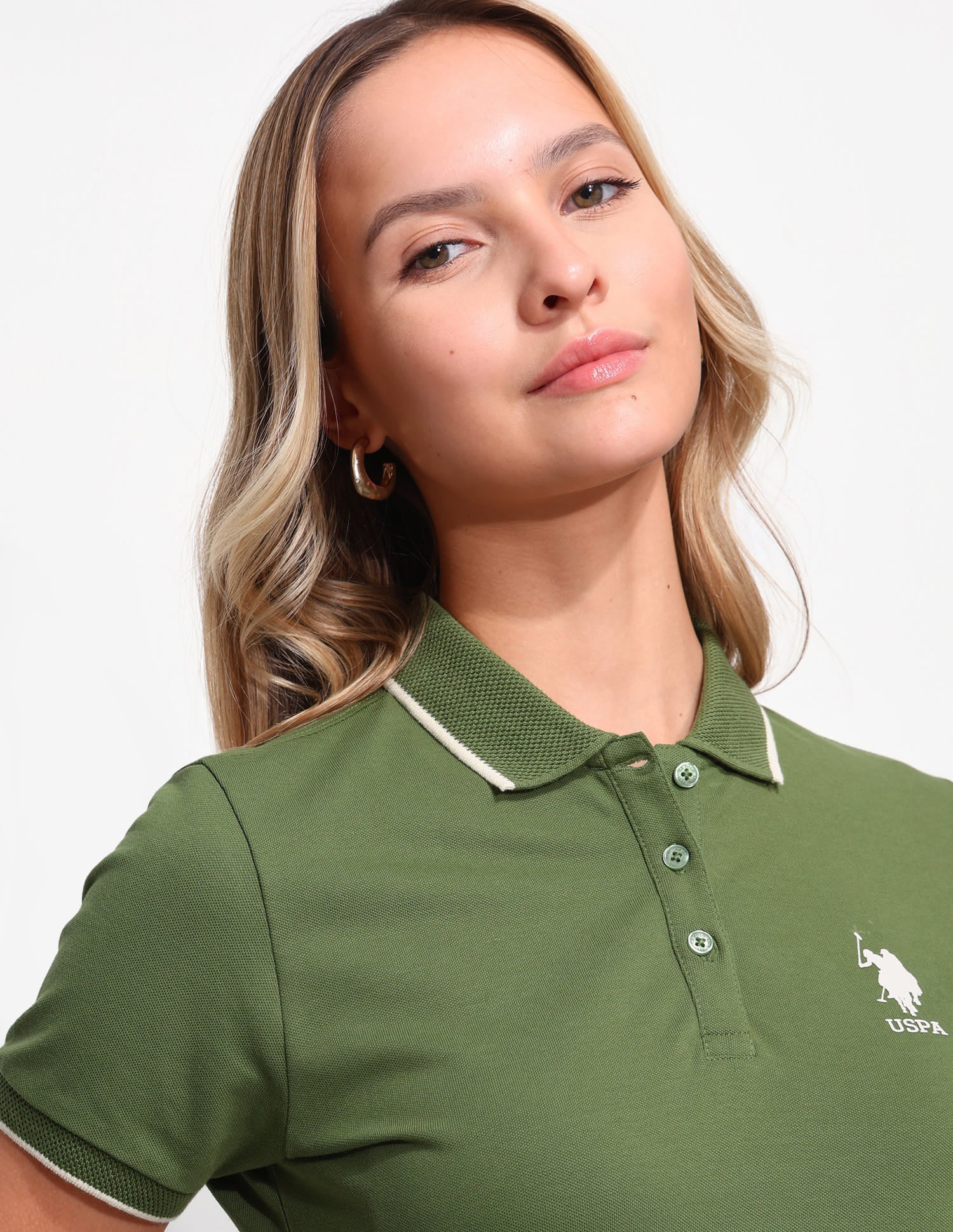 Regular Fit Solid Polo Shirt Green - U.S. Polo Assn. India | Large