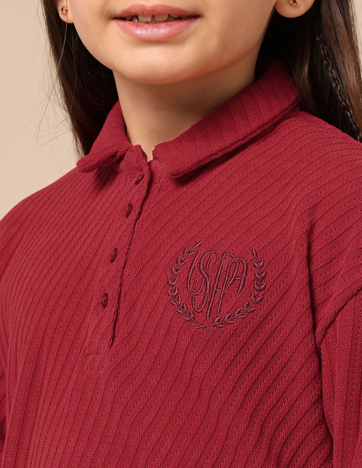 Girls Textured Boxy Fit Top Red - U.S. POLO ASSN. | Large