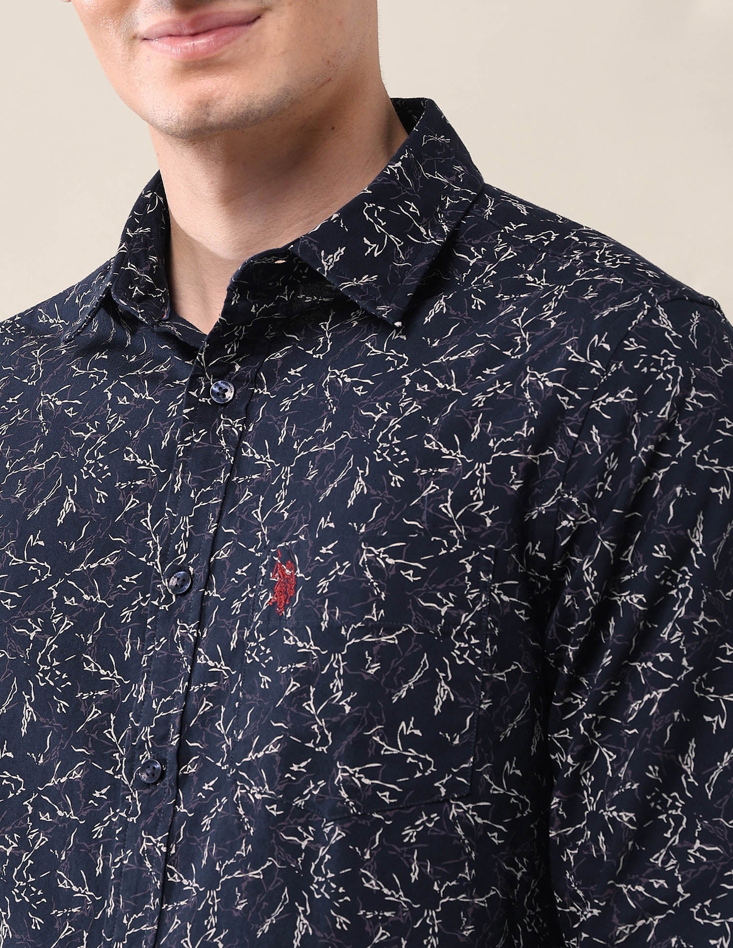 All-Over Tailored Fit Shirt Navy - U.S. POLO ASSN. | Large