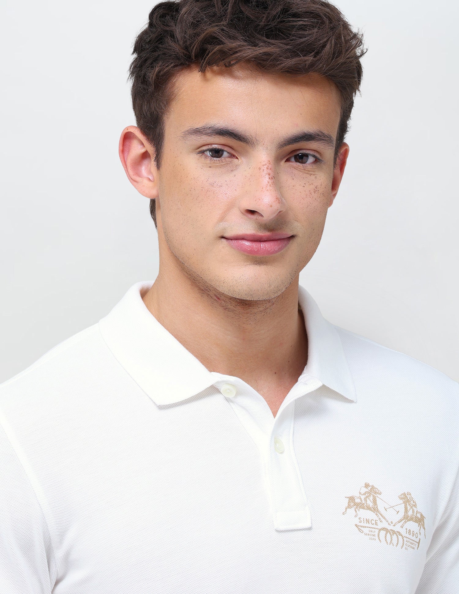 Graphic Brand Printed Slim Fit Polo Shirt Ivory - U.S. Polo Assn. India | Large