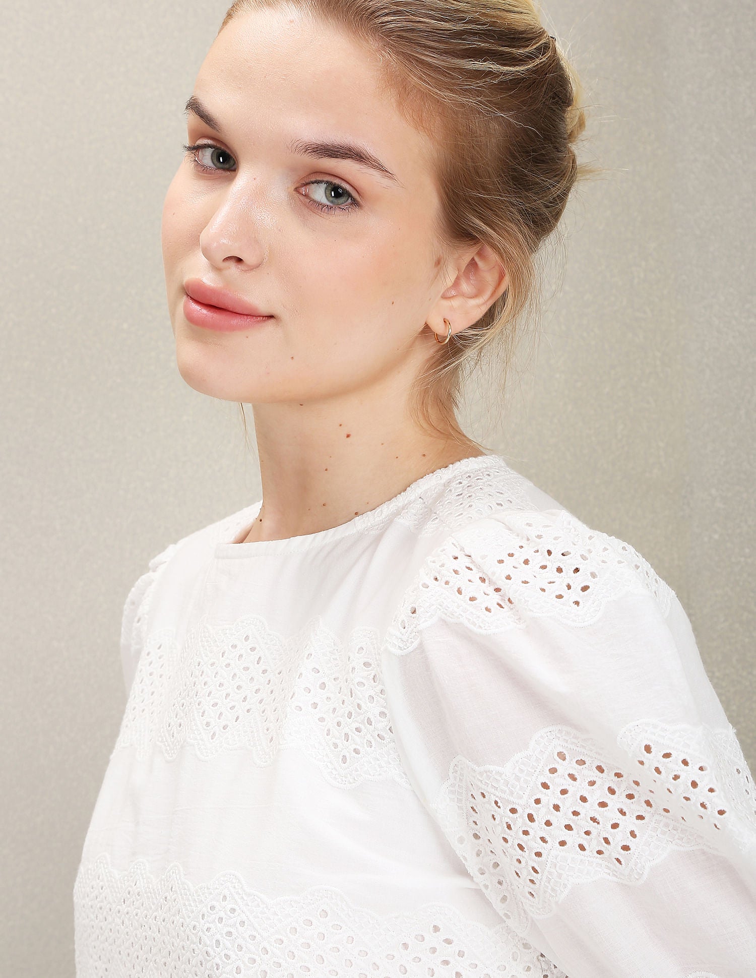 Puff Sleeve Cotton Top White - U.S. Polo Assn. India | Large