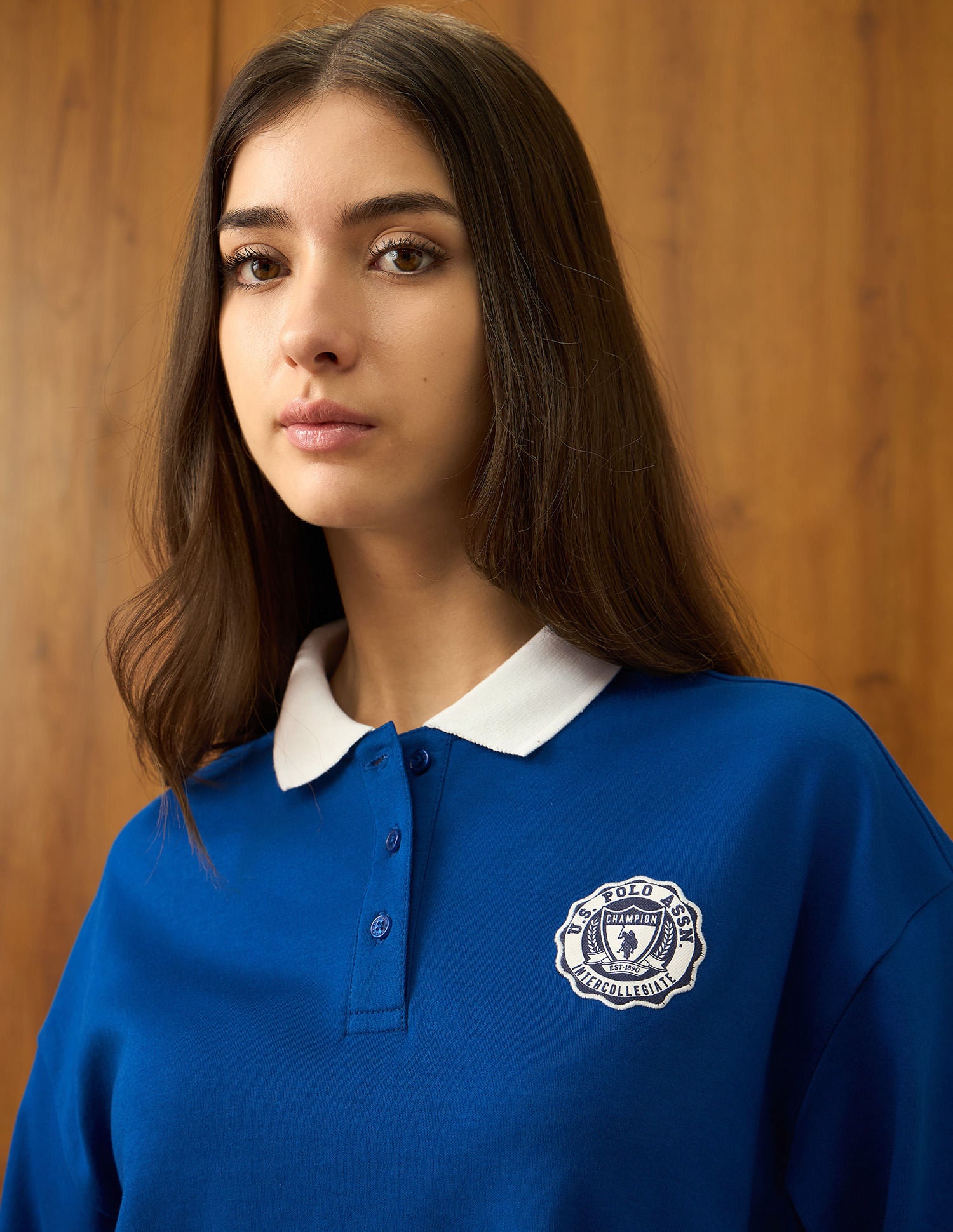 Oversized Fit Solid Polo Shirt Blue - U.S. POLO ASSN. | Large