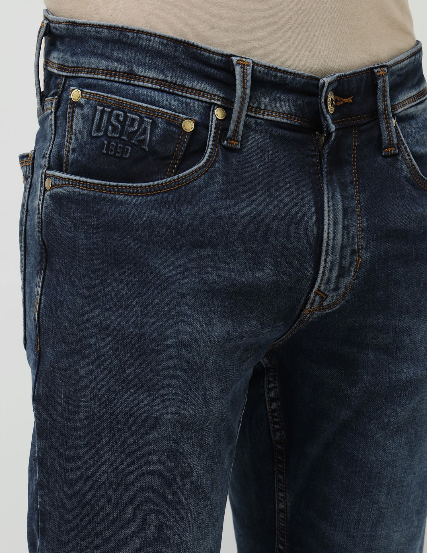 Brandon Slim Tapered Fit Blue Jeans Med Blue - U.S. POLO ASSN. | Large