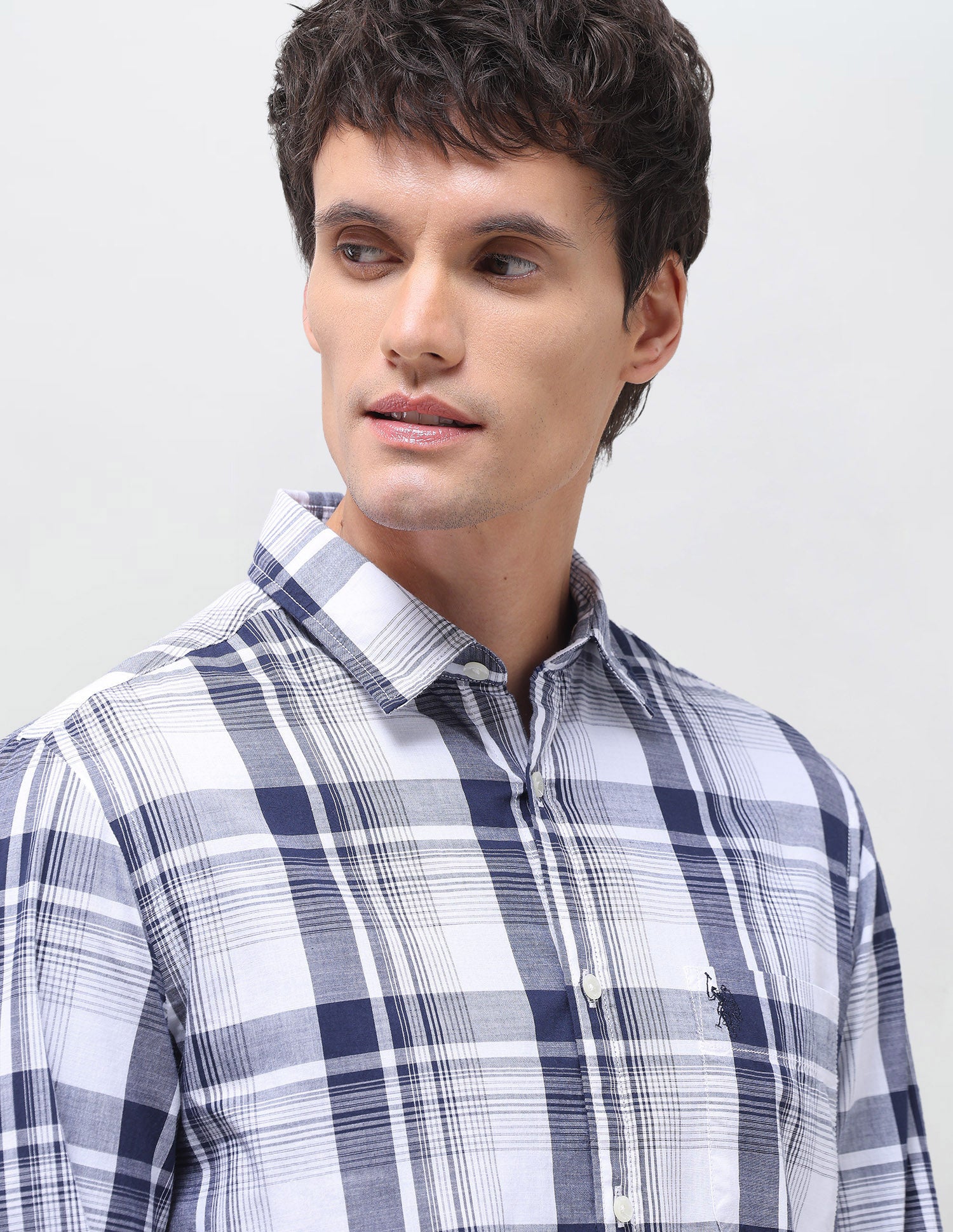 Twill Plaid Checked Shirt White - U.S. Polo Assn. India | Large
