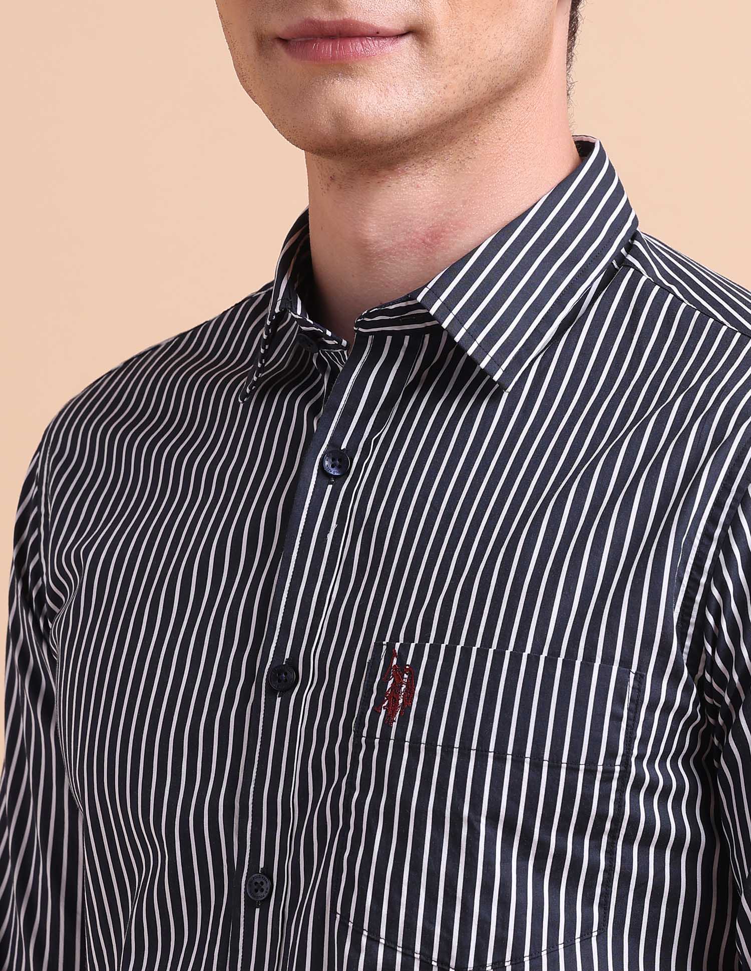 Vertical Striped Tailored Fit Shirt Navy - U.S. POLO ASSN. | Large