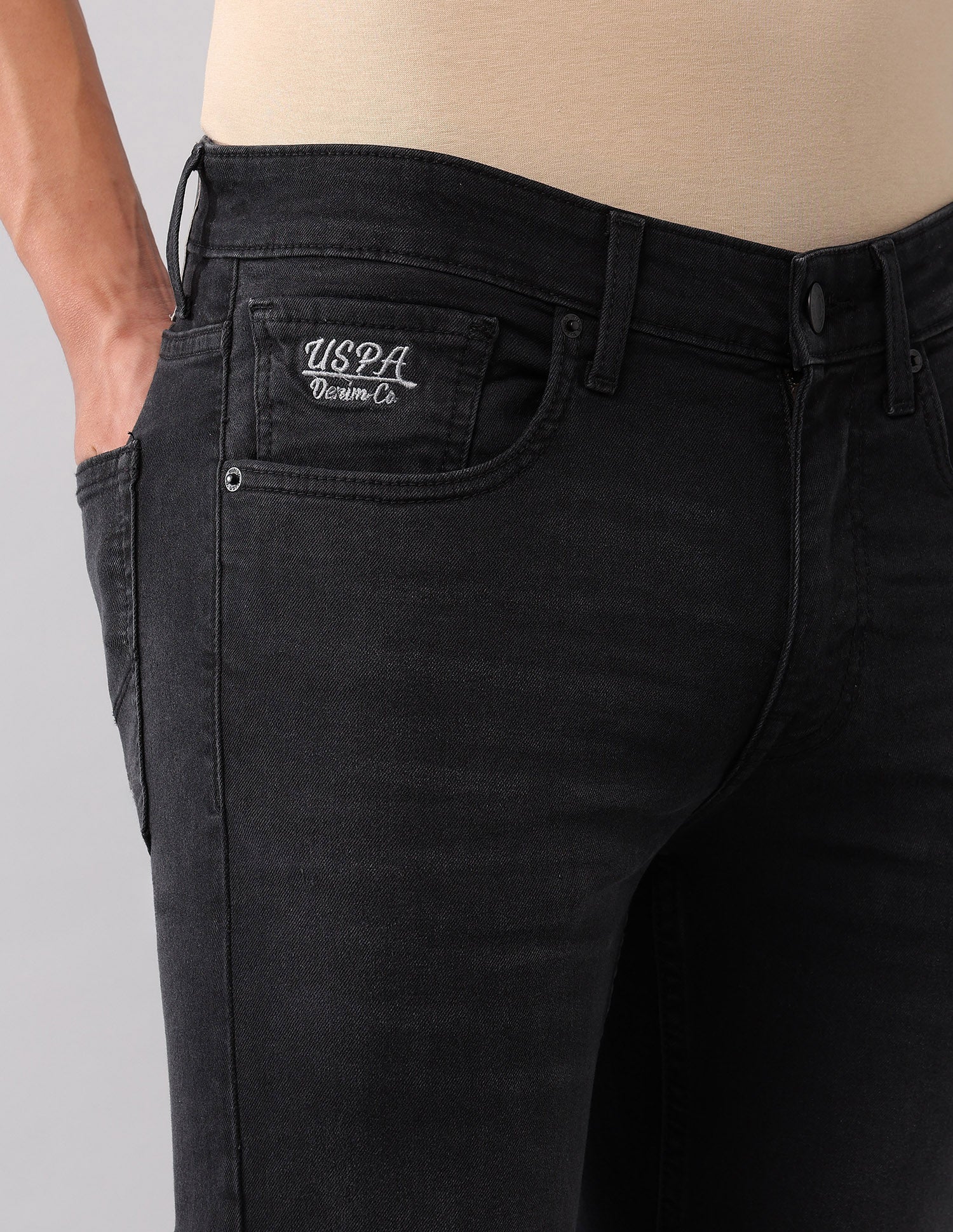 Regallo Skinny Fit Black Jeans Black - U.S. Polo Assn. India | Large