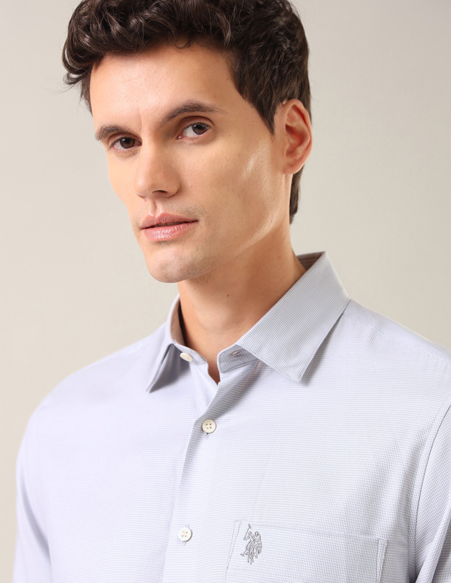 Solid Tailored Fit Shirt Grey - U.S. Polo Assn. India | Large
