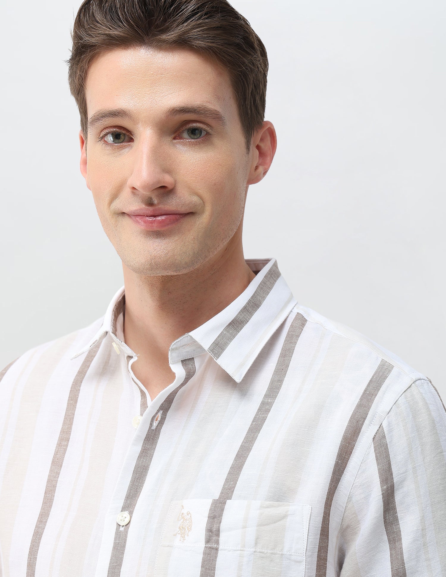 Pacho X Vertical Striped Regular Fit Shirt Ivory - U.S. Polo Assn. India | Large