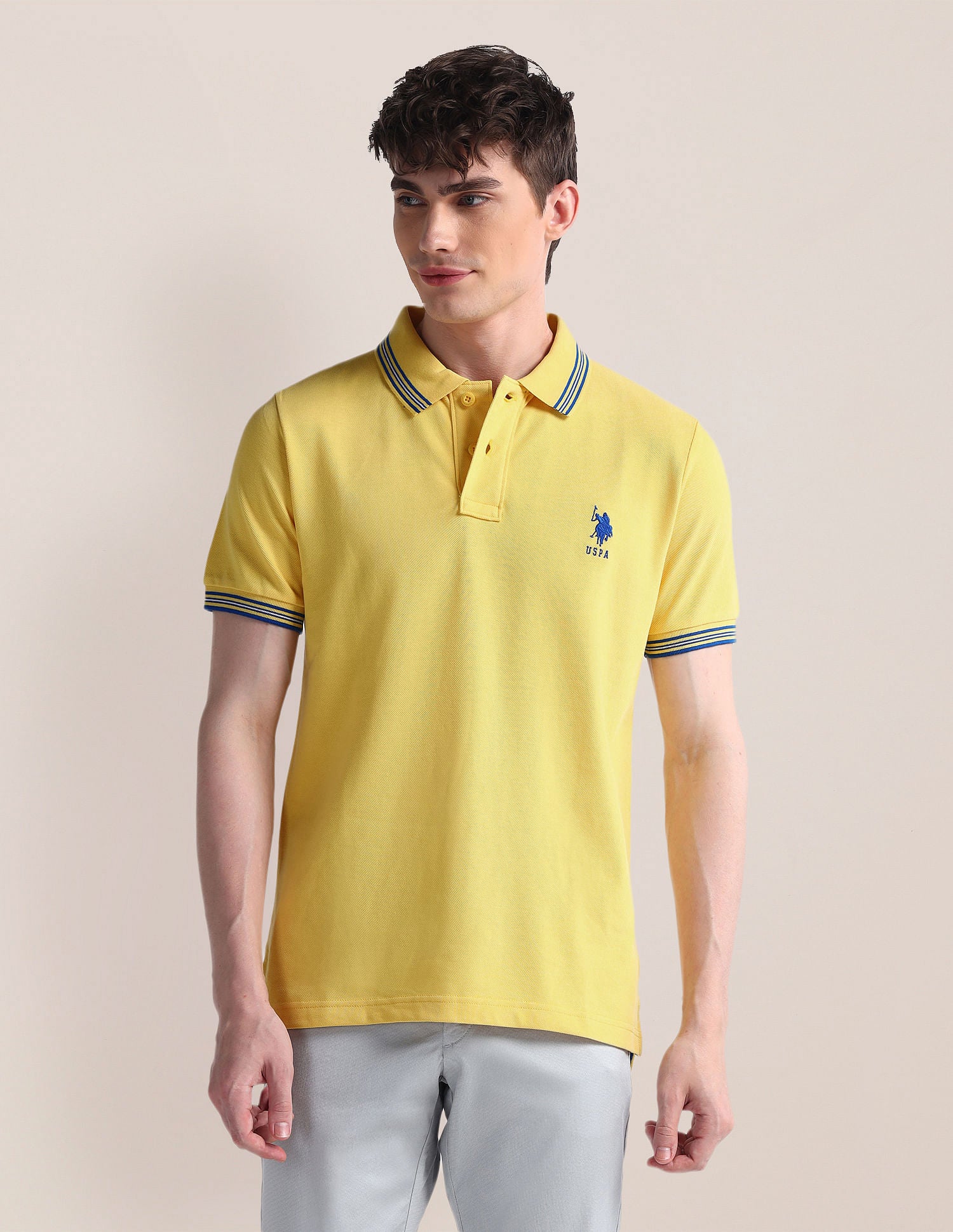 Slim Fit Short Sleeve Polo Shirt Yellow - U.S. POLO ASSN. | Large