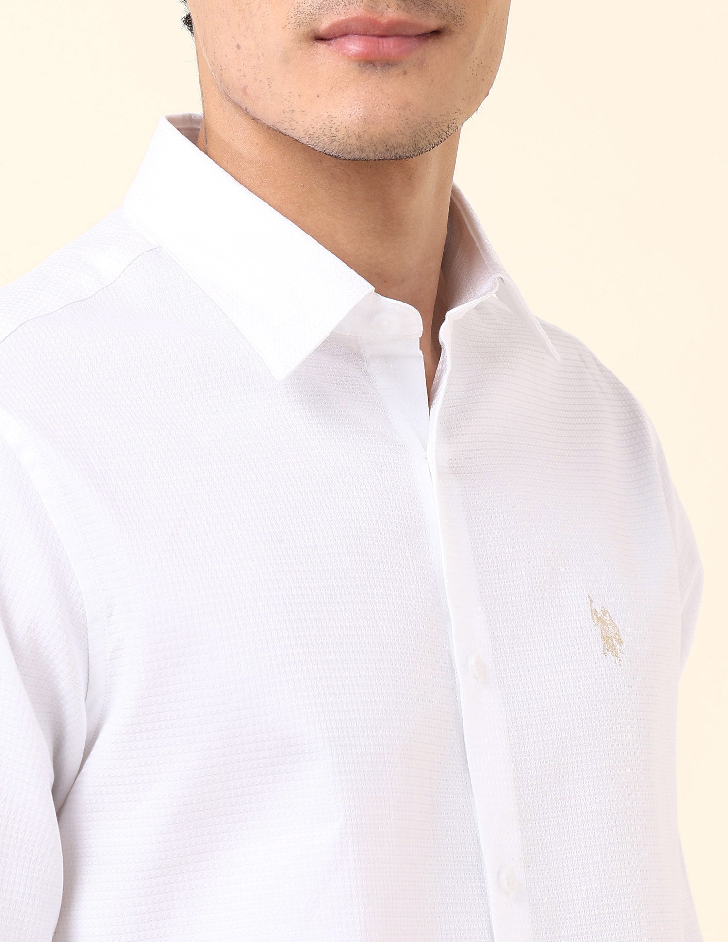 Tailored Fit Textured Shirt White - U.S. Polo Assn. India | Large