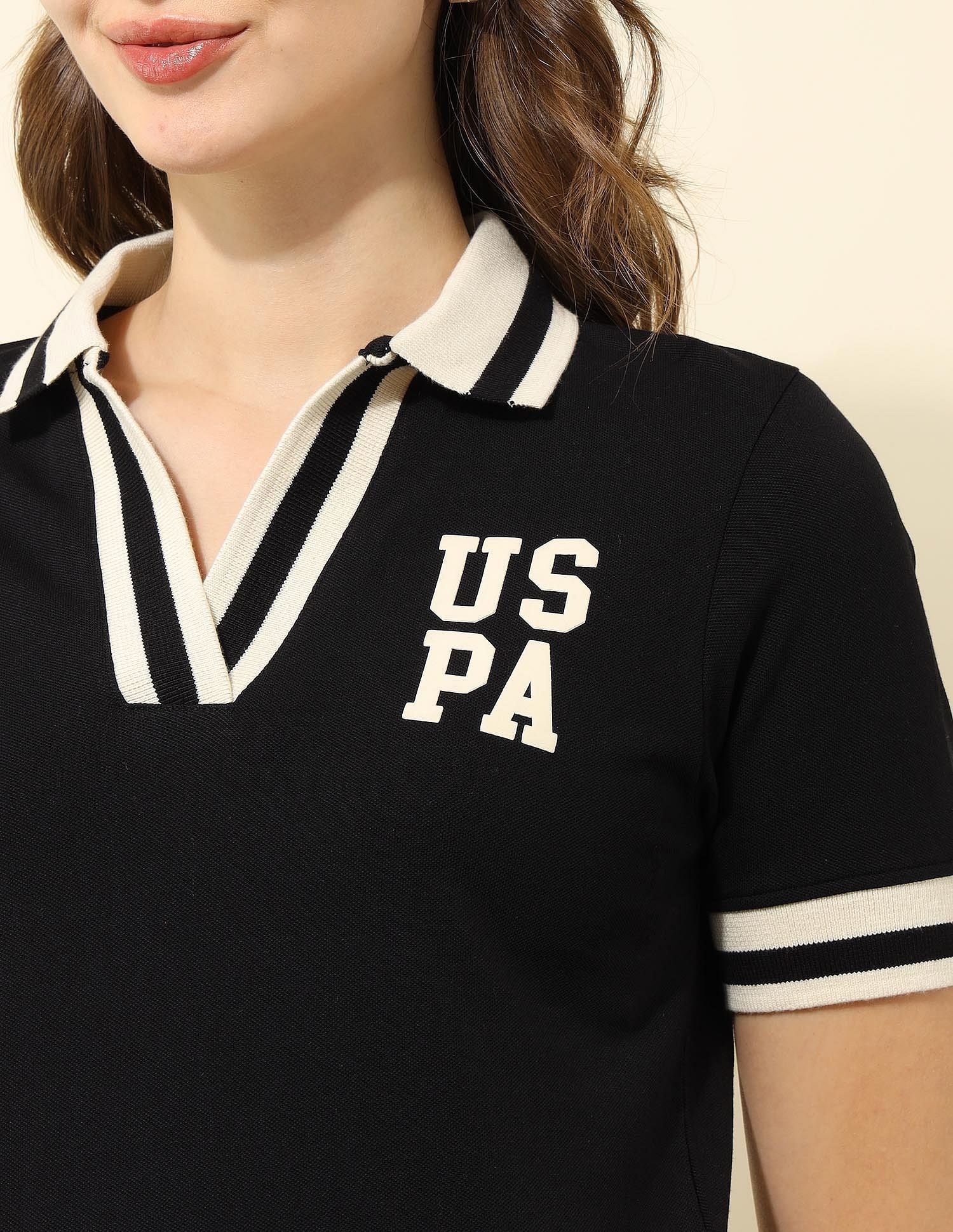 Tipped Collar Regular Fit Polo Shirt Black - U.S. POLO ASSN. | Large