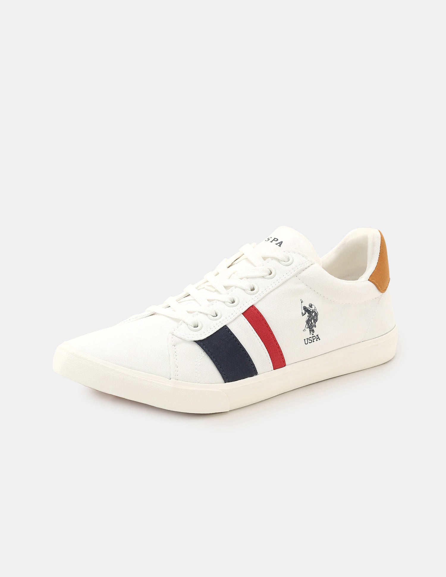 Men Striped Round Toe Abor 5.0 Sneakers Off White - U.S. Polo Assn. India | Large