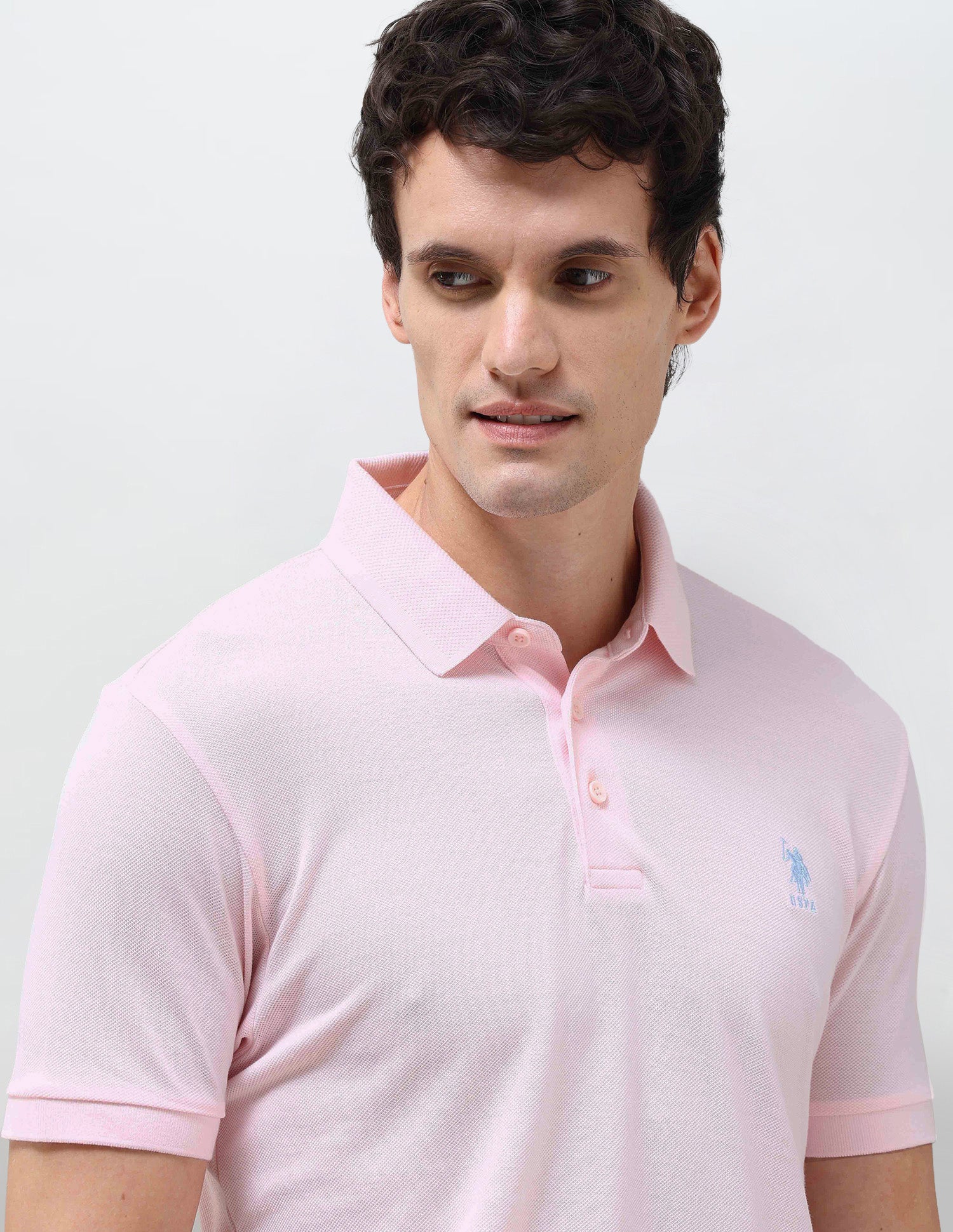 Solid Slim Fit Polo Shirt Pink - U.S. Polo Assn. India | Large